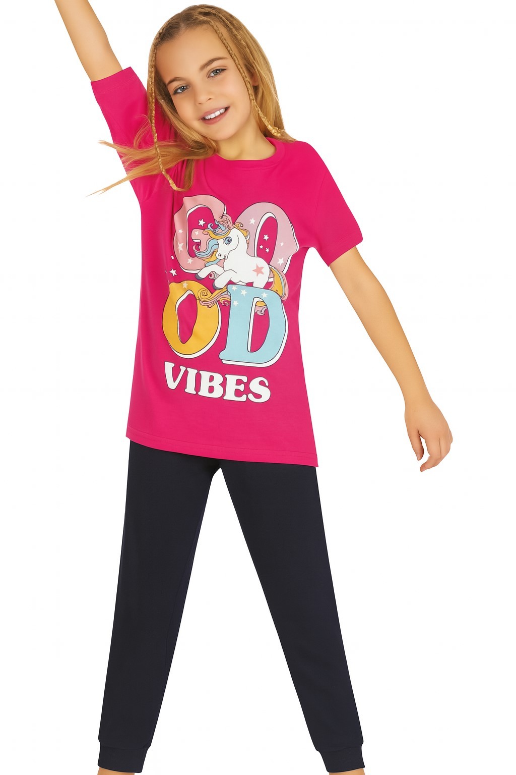 Unicorn Kısa Kollu Kız Çocuk Pijama Takım