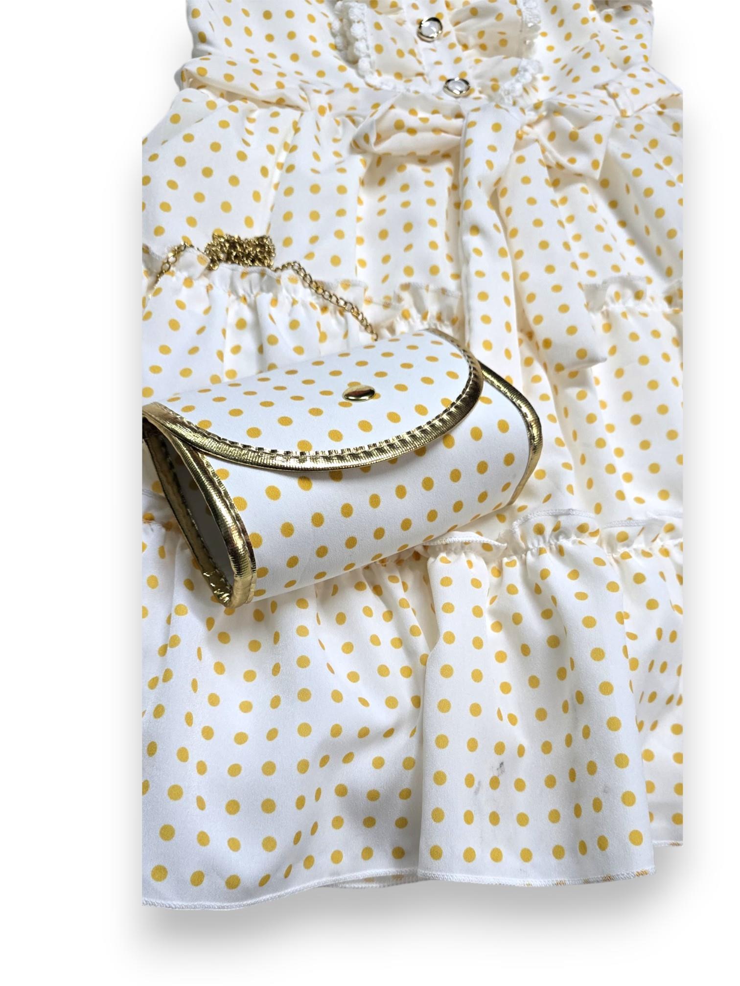 Çantalı Puantiyeli Kız Çocuk Elbise