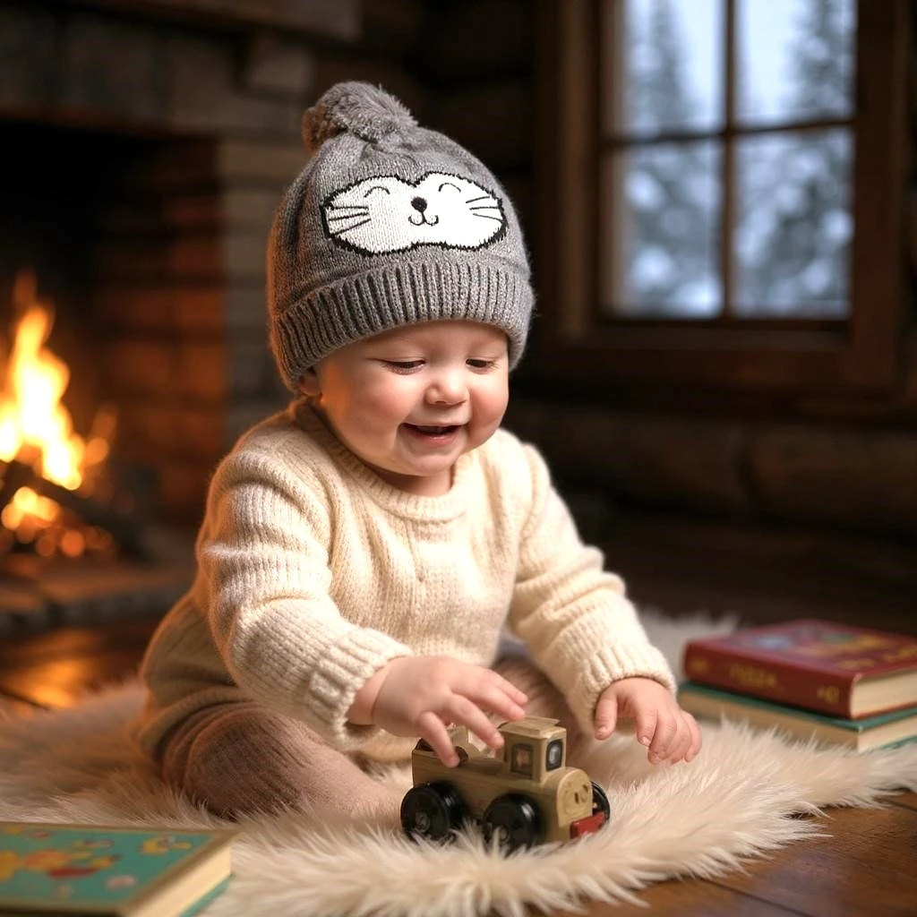 Kedili Erkek Bebek Triko Bere