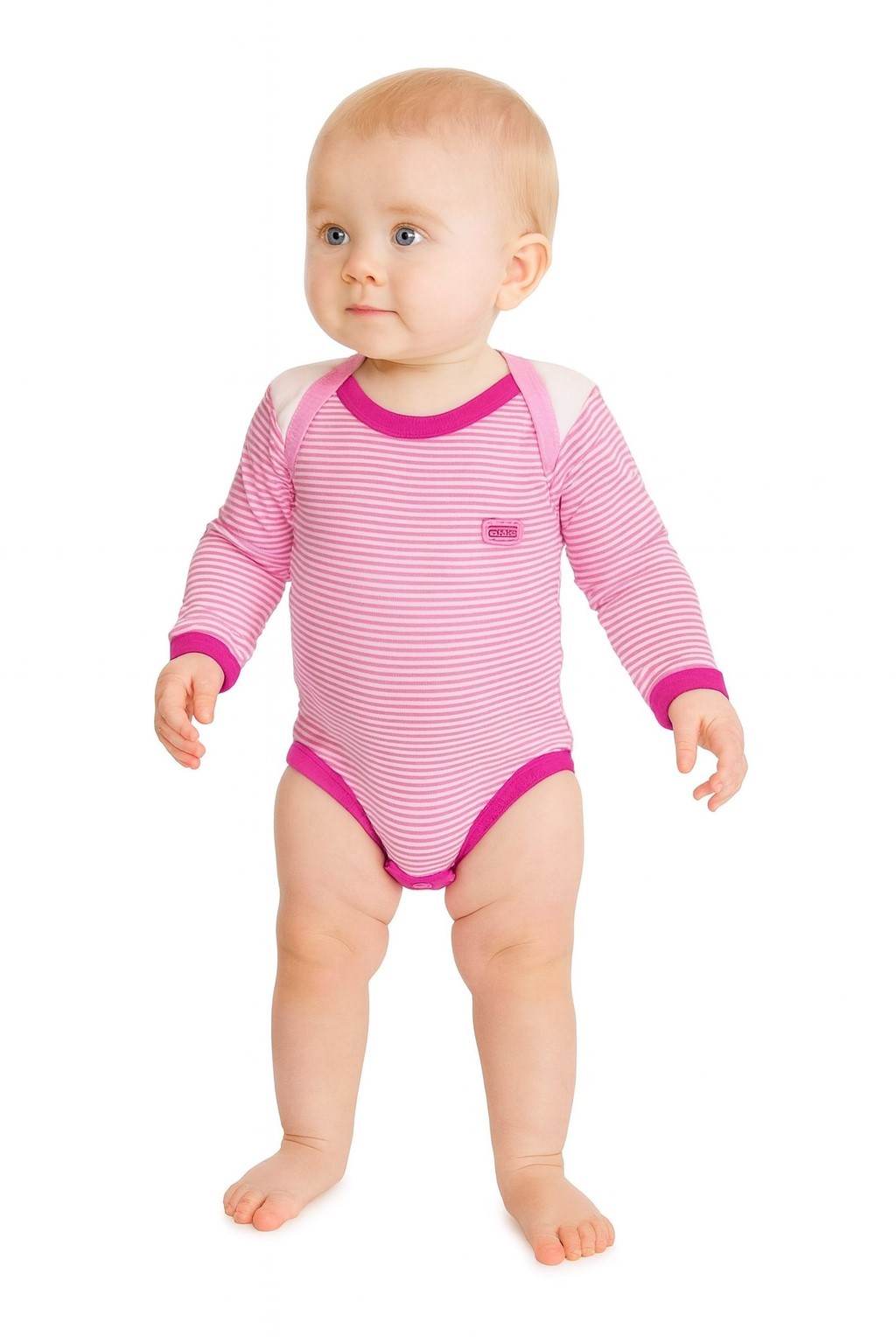 Çizgili Uzun Kol Kız Bebek Çıtçıtlı Body Zıbın