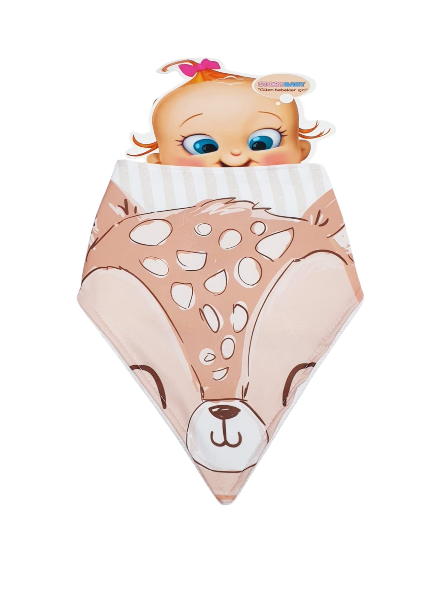 Geyik Desenli Kız Bebek Fular Önlük