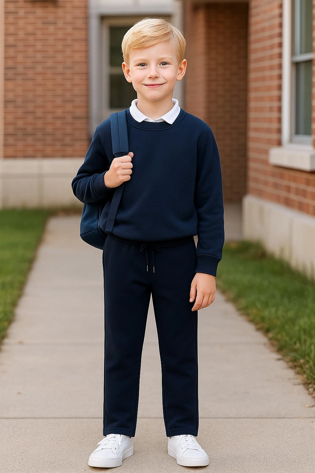 Beli Ribanalı Lastikli Okul Pantolonu - Garson Boy