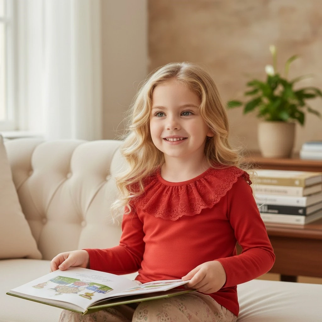 Yakası Dantelli Kız Çocuk Bluz