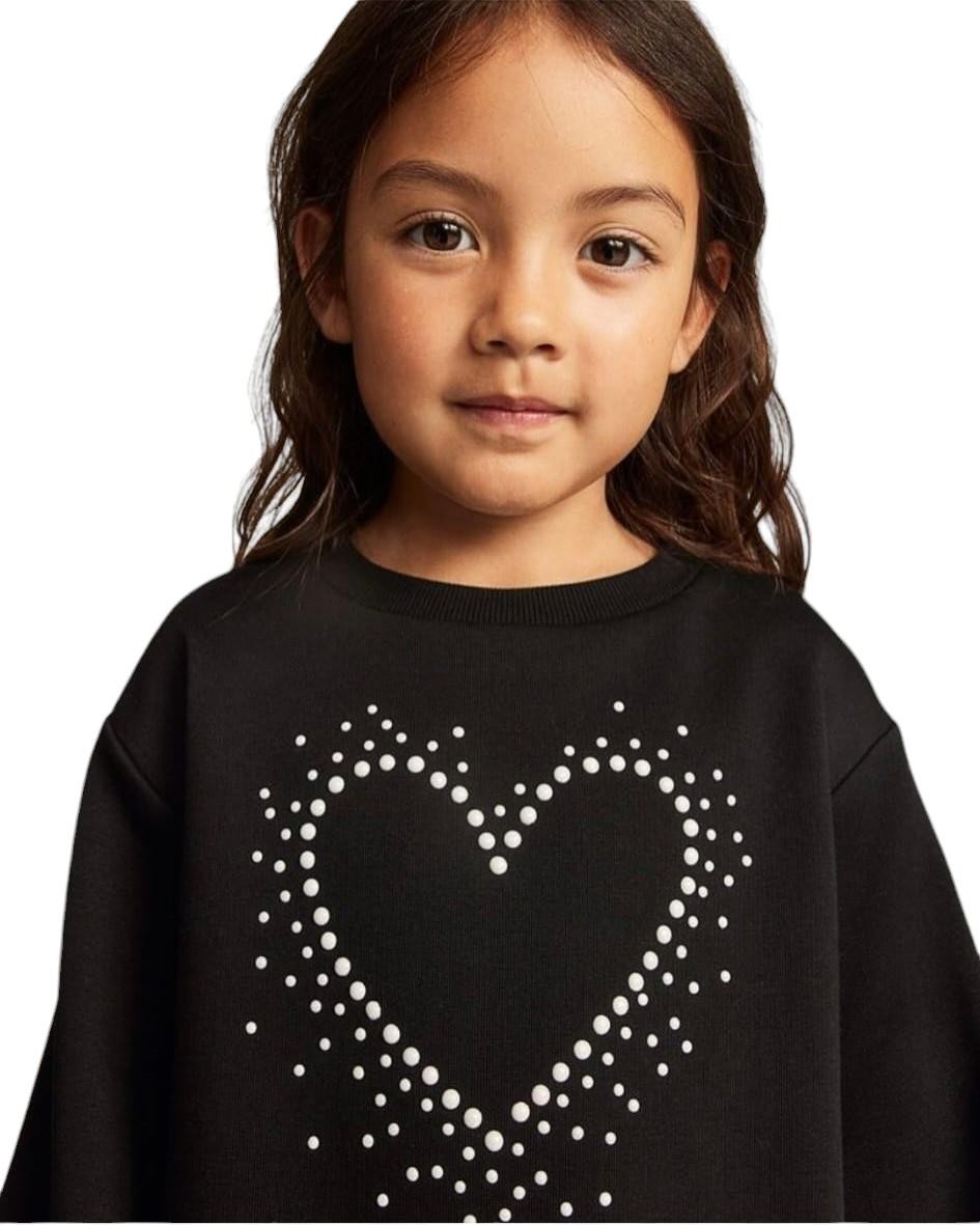 Önü Taşlı Kalpli Kız Çocuk Sweatshirt