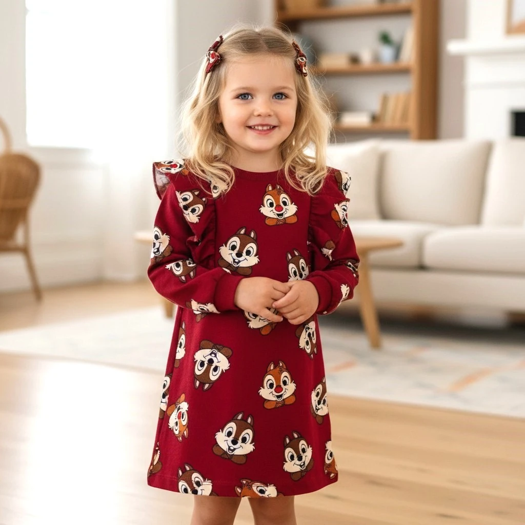 Sincap Desenli Kız Çocuk Elbise