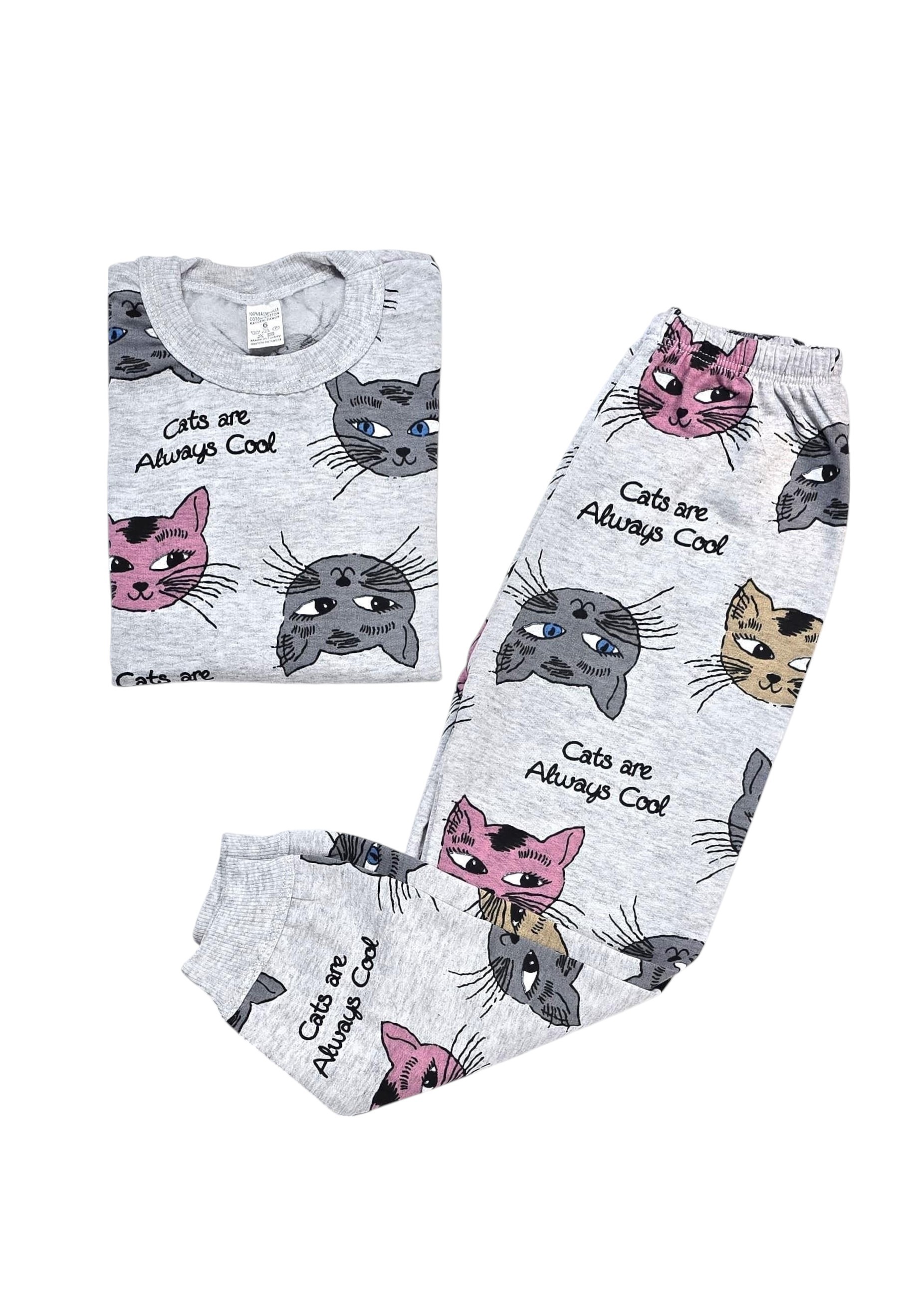Kedili Kız Bebek Pijama Takım