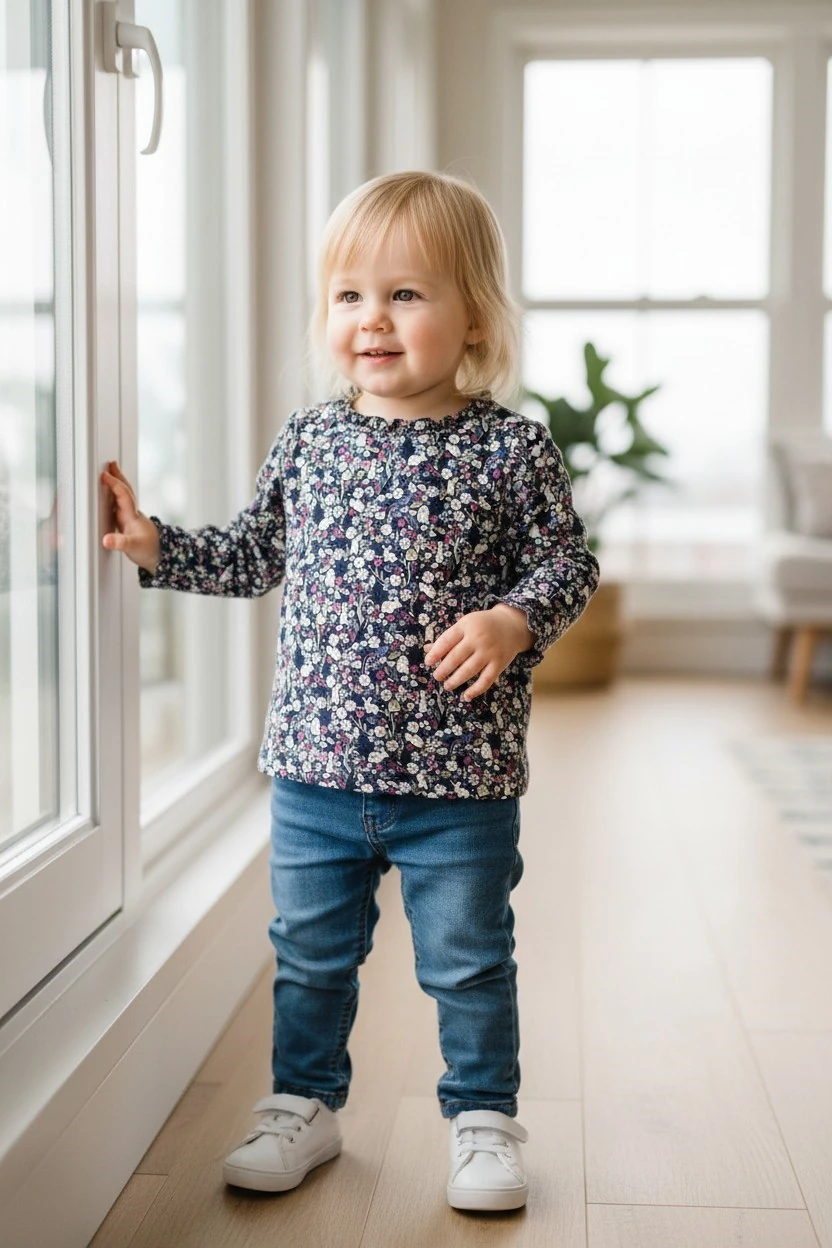 Çiçekli Kız Bebek Bluz