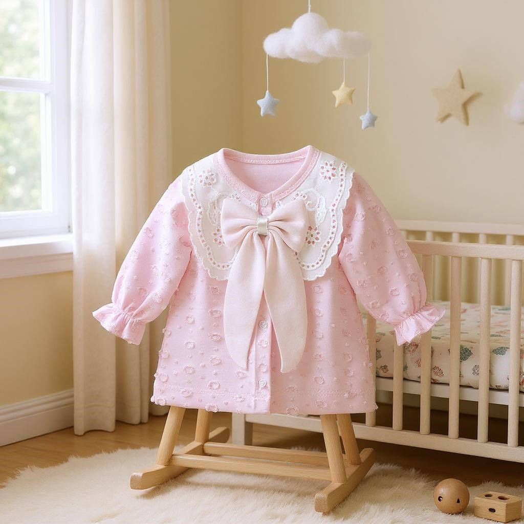 Yakası Dantelli Kız Bebek Zıbın Set 5 Parça