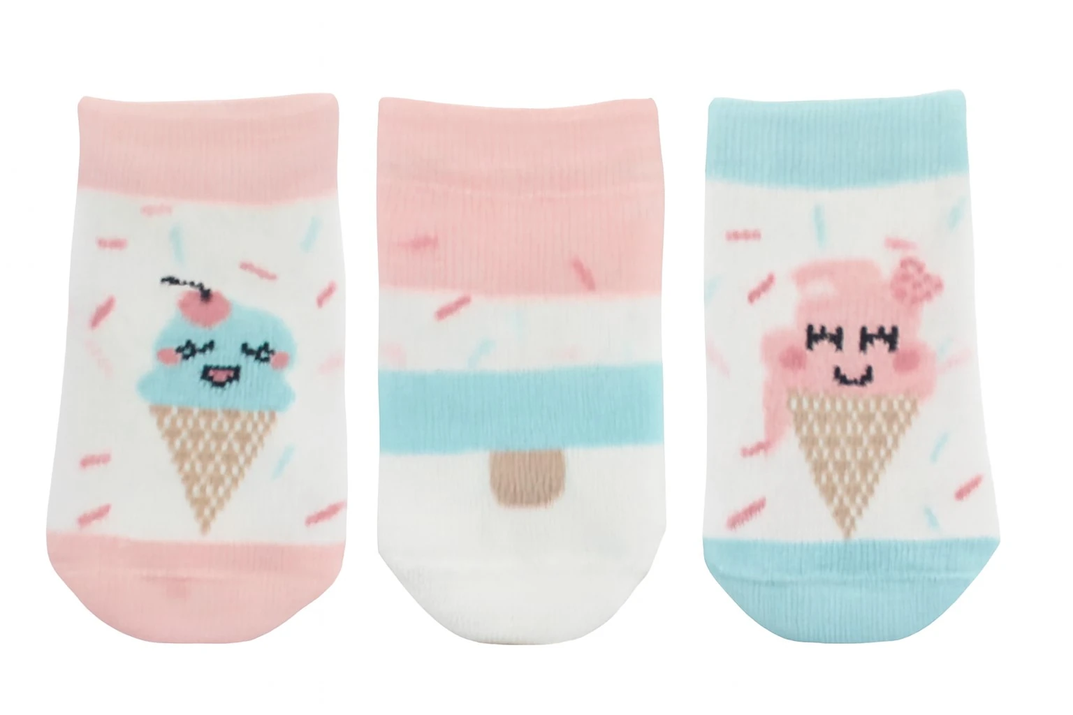 Desenli Kız Bebek Çorap Set 3lü