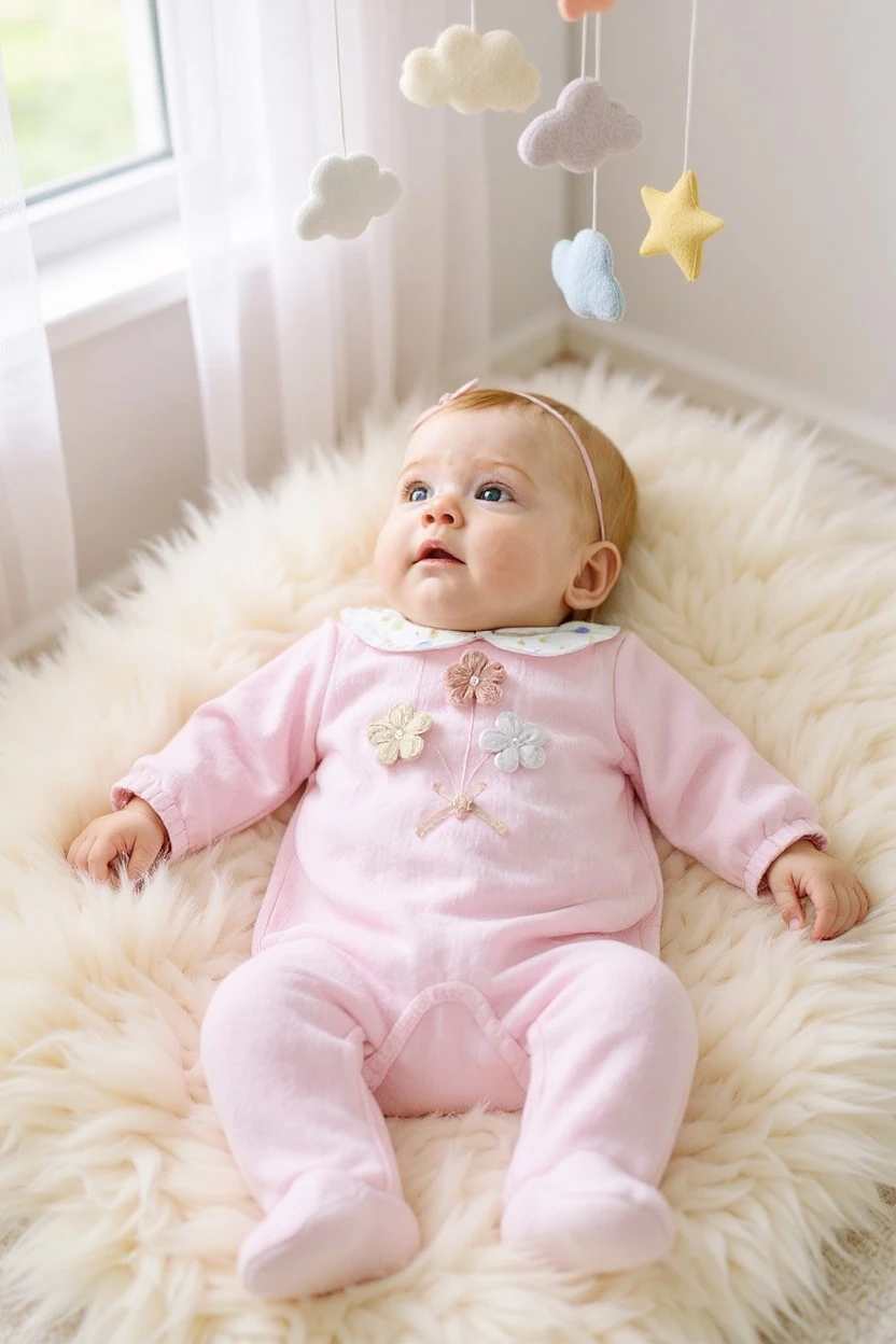 Çiçekli Kadife Kız Bebek Tulum