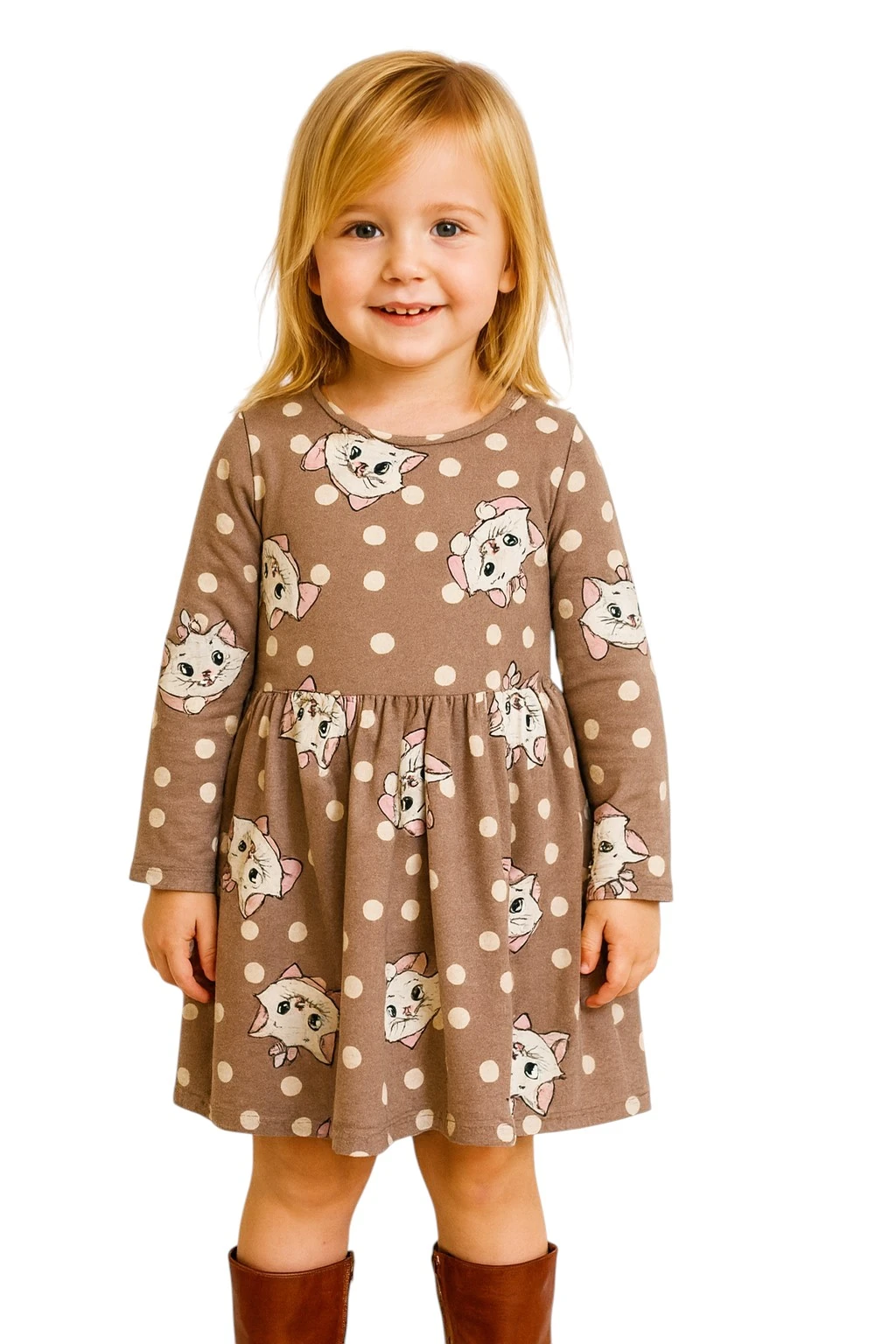 Kedili Kız Çocuk Elbise
