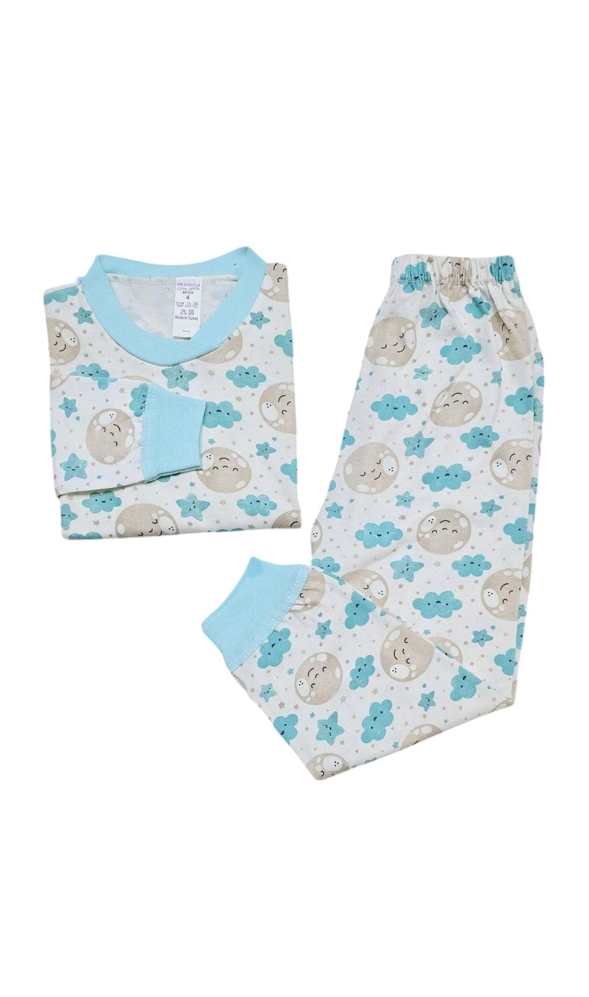 Bulut Desenli Erkek Bebek Pijama Takımı