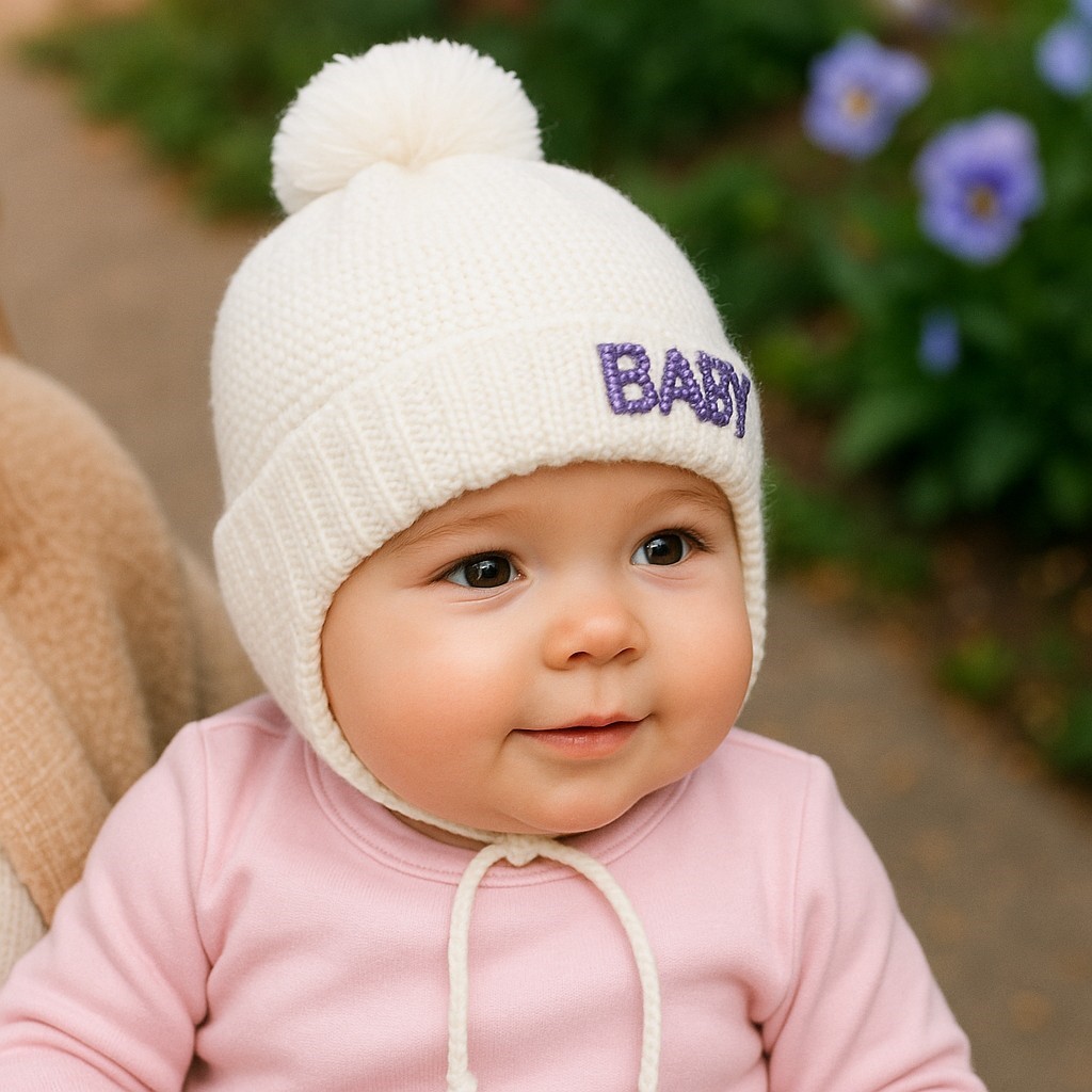 Baby Taşlı Kız Bebek Triko Bere