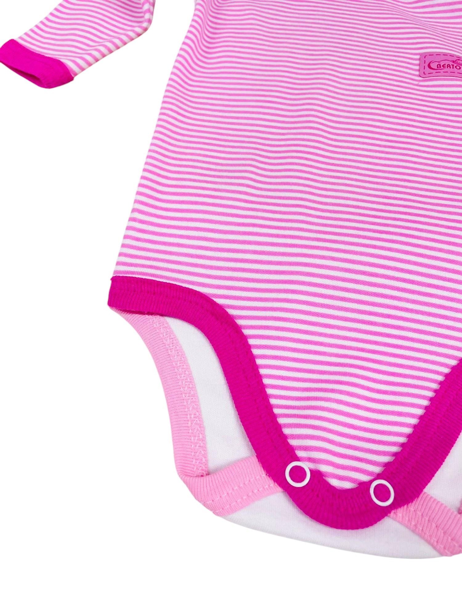 Çizgili Uzun Kol Kız Bebek Çıtçıtlı Body Zıbın