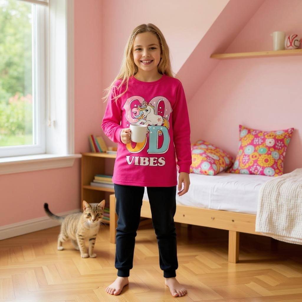 Unicorn Uzun Kollu Kız Çocuk Pijama Takım