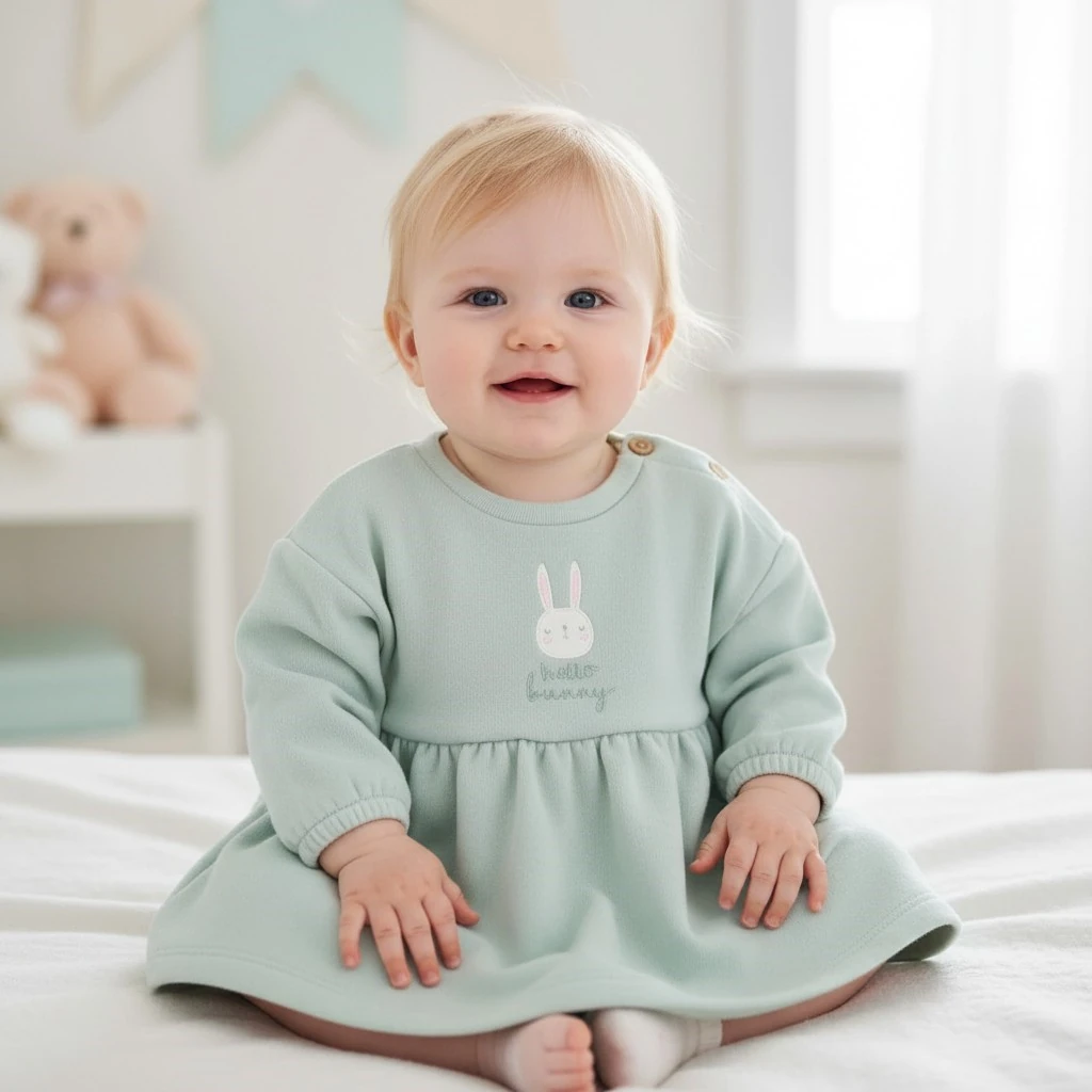 Tavşanlı Kışlık Kız Bebek Elbise