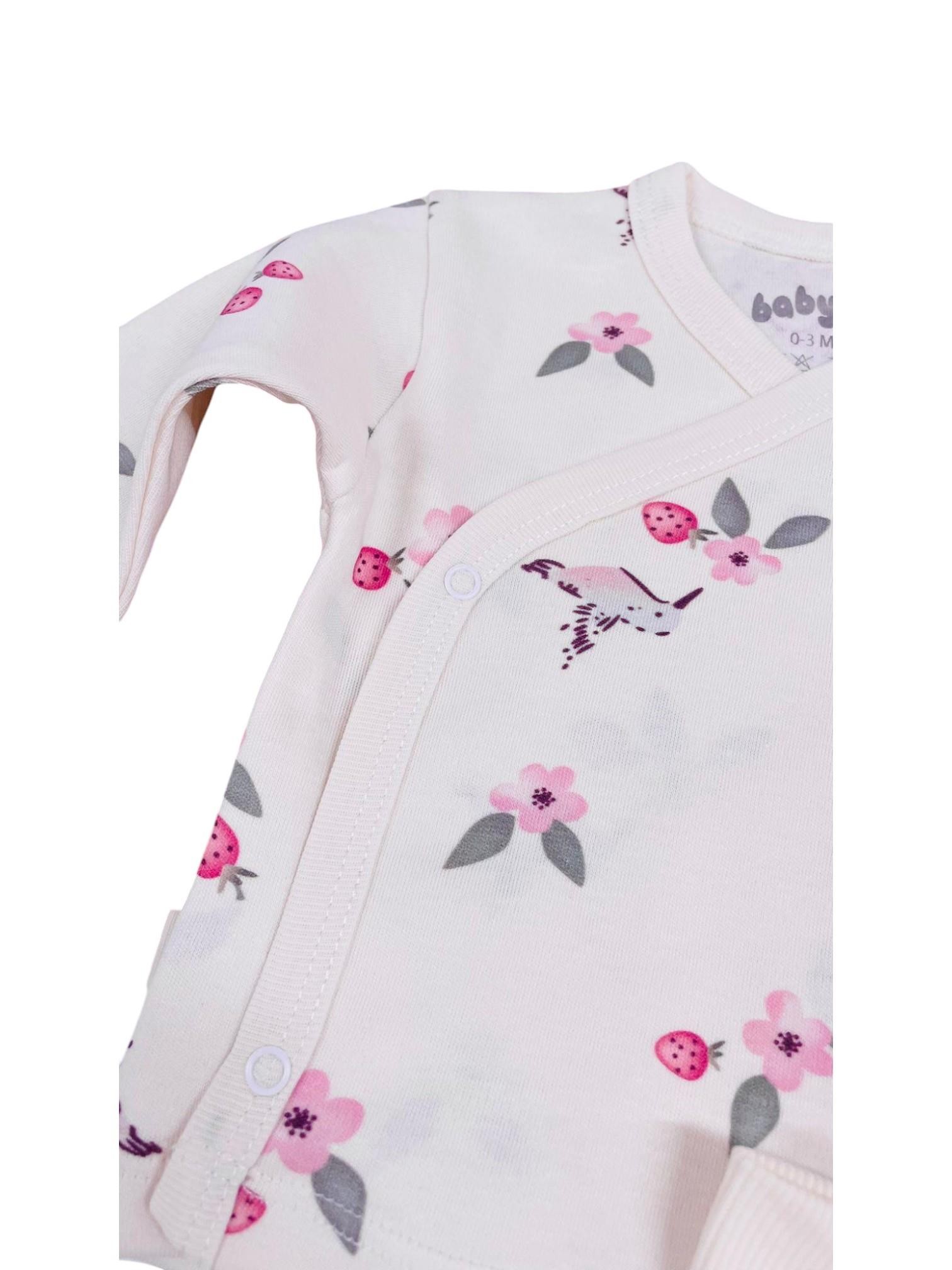 Çiçekli Kız Bebek Zıbın Set - 3lü Set