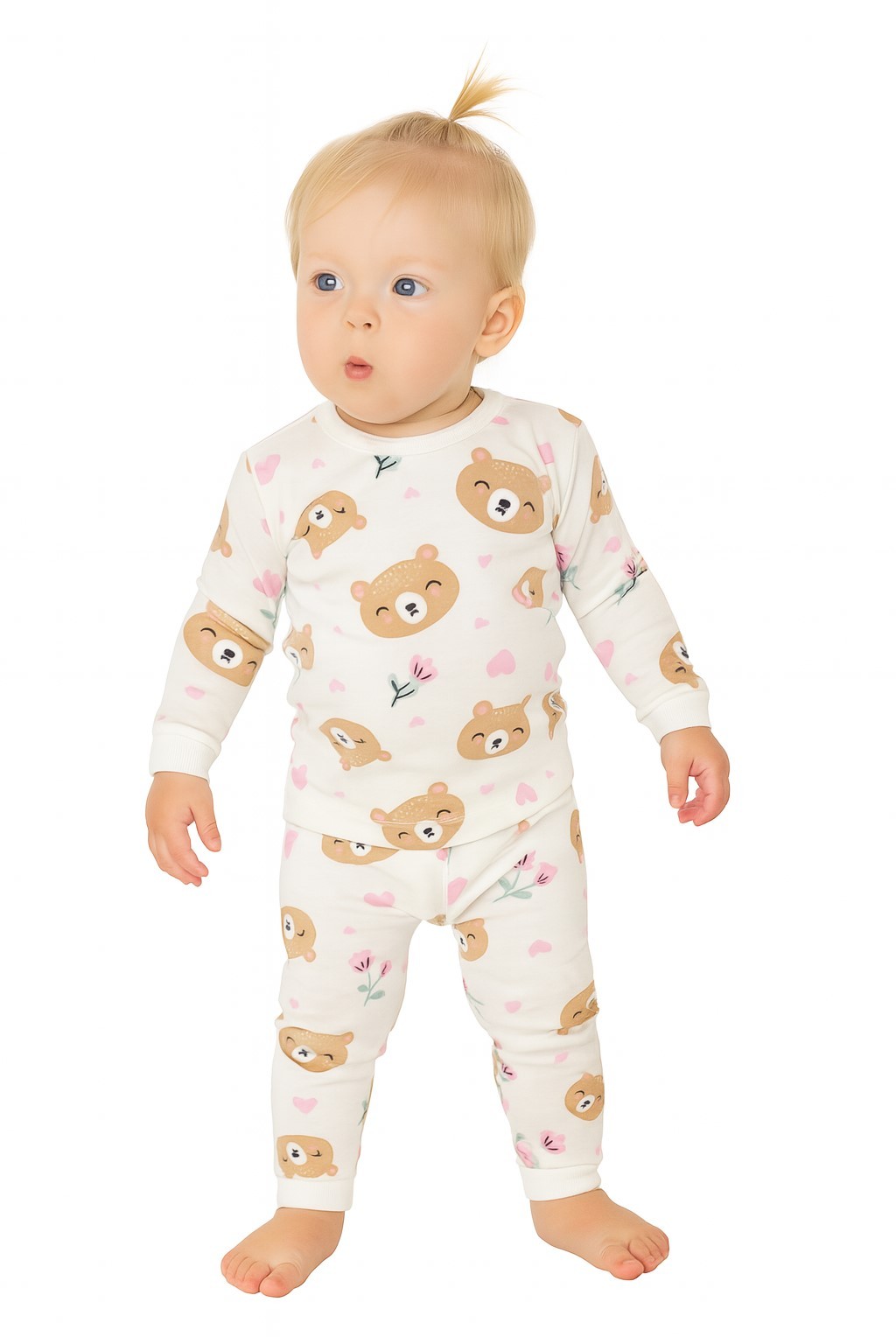 Ayıcıklı Kız Bebek Pijama Takım