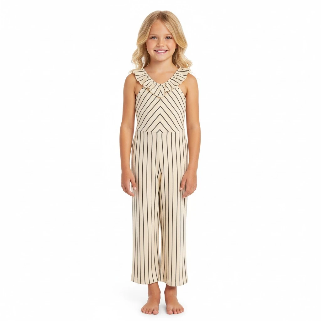 Çizgili Kız Çocuk Tulum