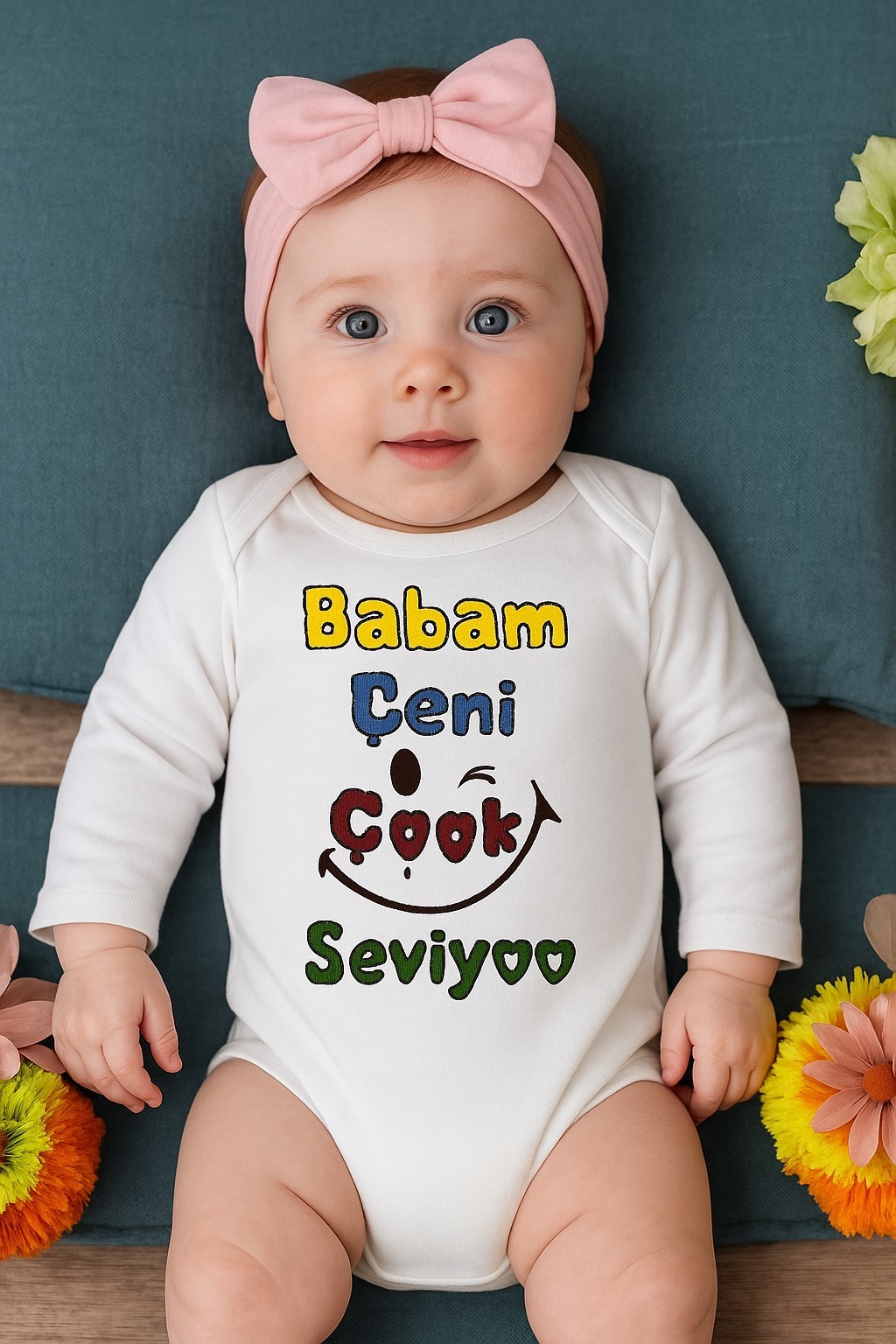 Baskılı Bebek Body Zıbın (Babam Beni Çok Seviyor)