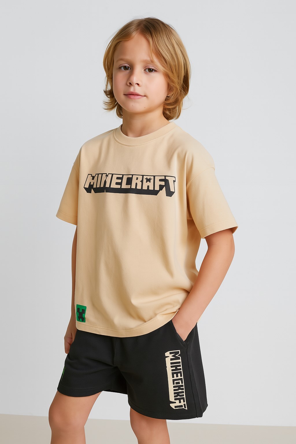 Minecraft Şortlu Çocuk Takım