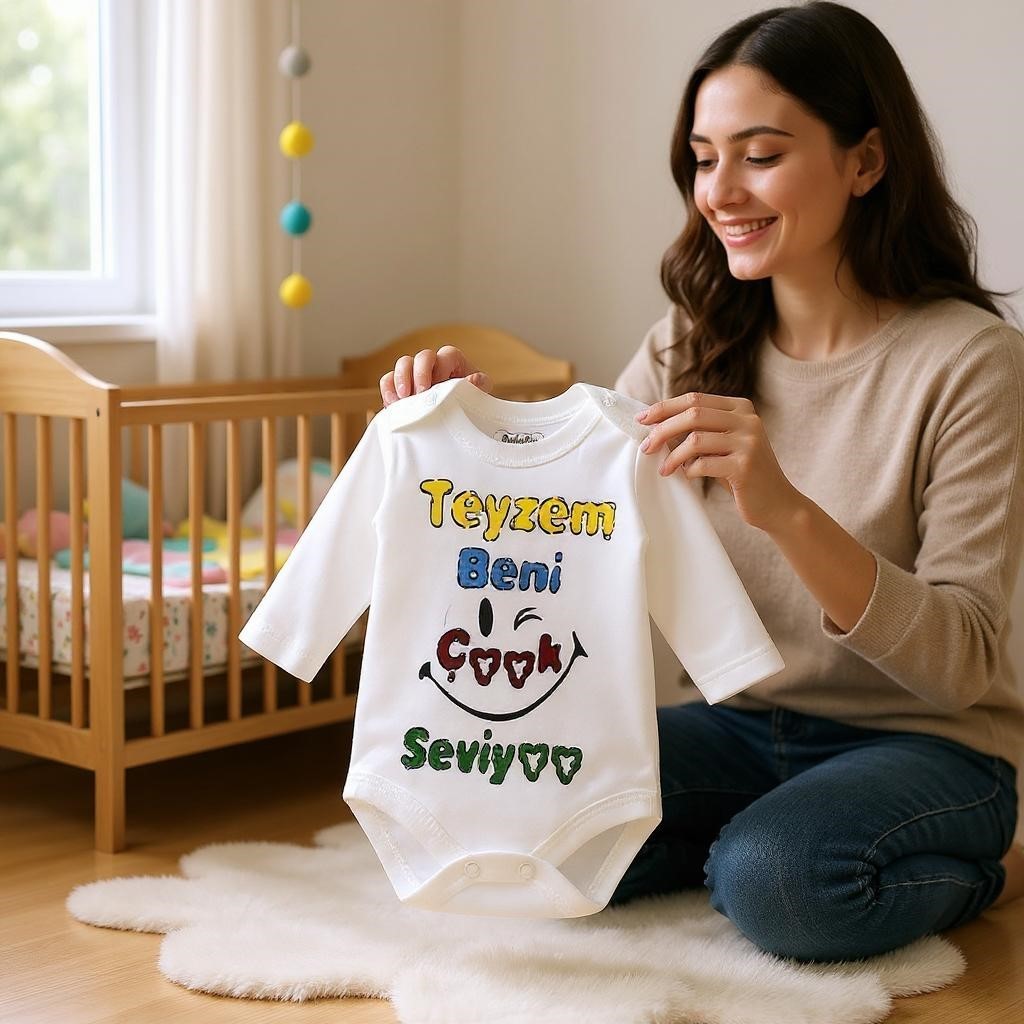 Baskılı Bebek Zıbın Body (Teyzem Beni Çok Seviyor)