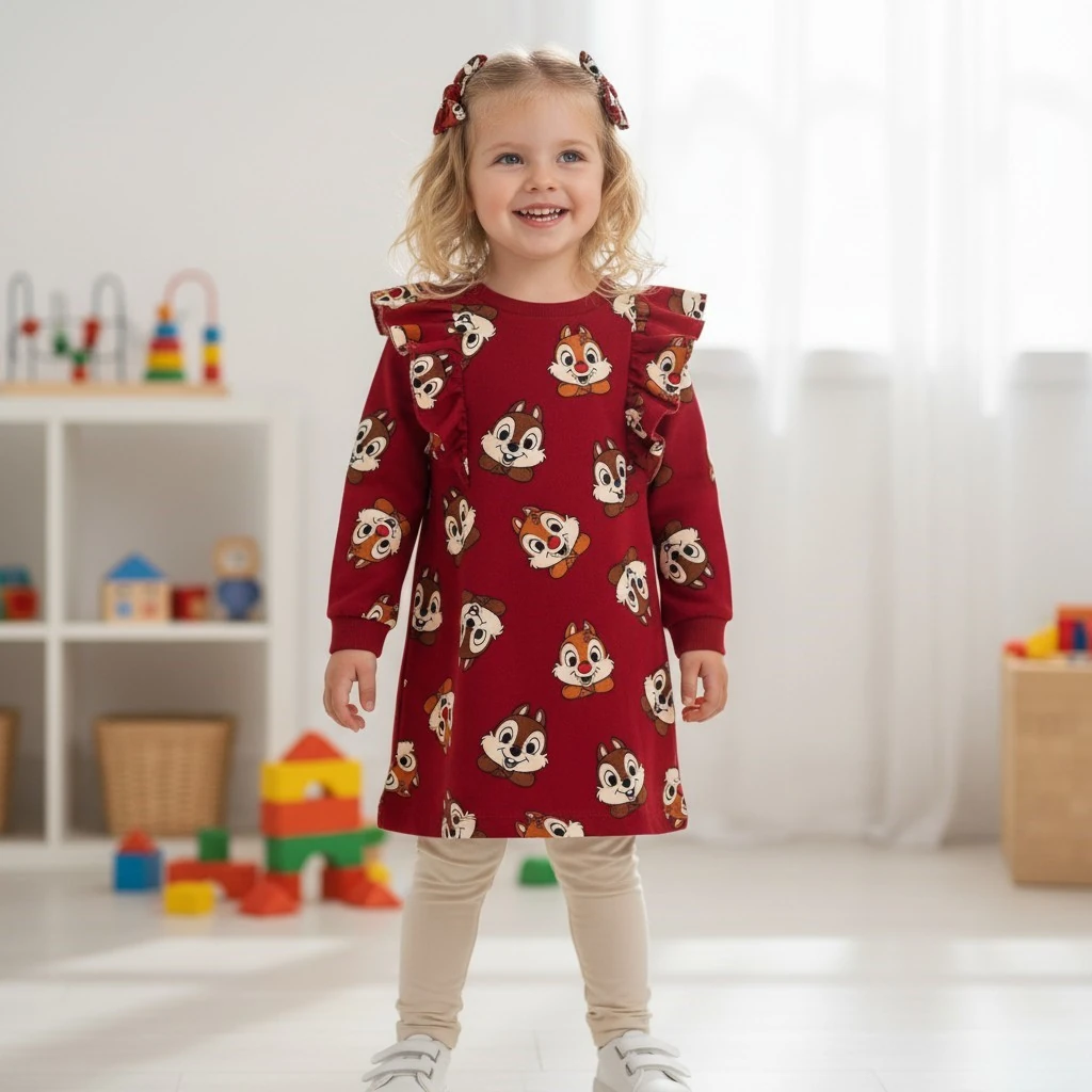 Sincap Desenli Kız Çocuk Elbise