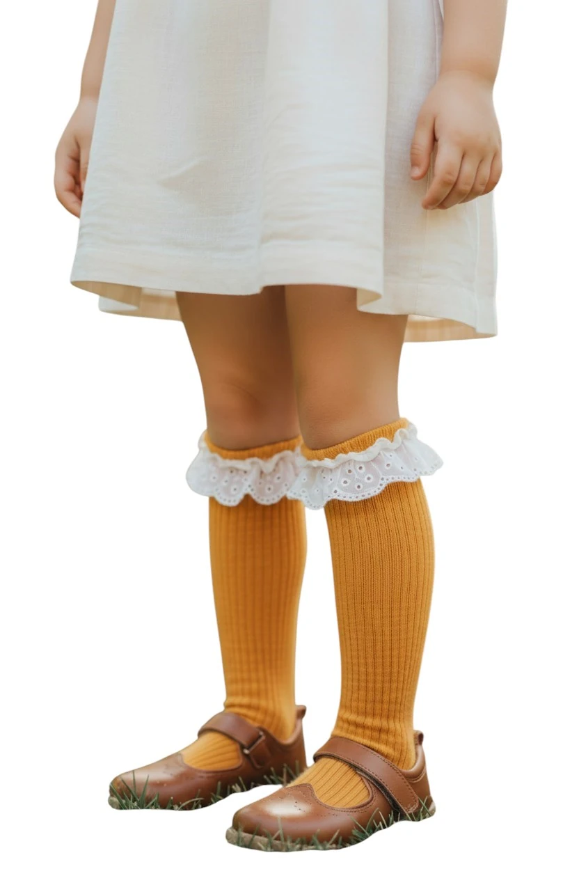 Dantelli Dizaltı Çocuk Çorap