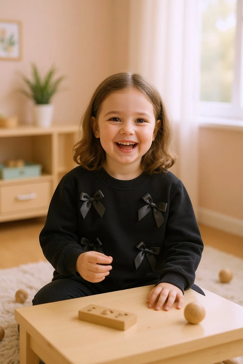 Kurdeleli Kız Çocuk Sweatshirt