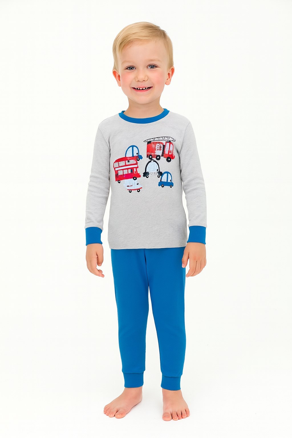 Araba Desenli Mevsimlik Slim Çocuk Pijama Takım