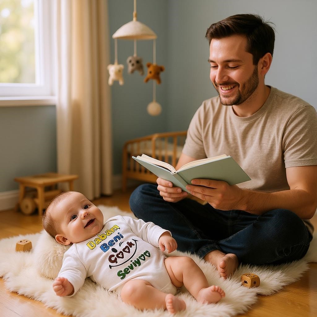 Baskılı Bebek Body Zıbın (Babam Beni Çok Seviyor)
