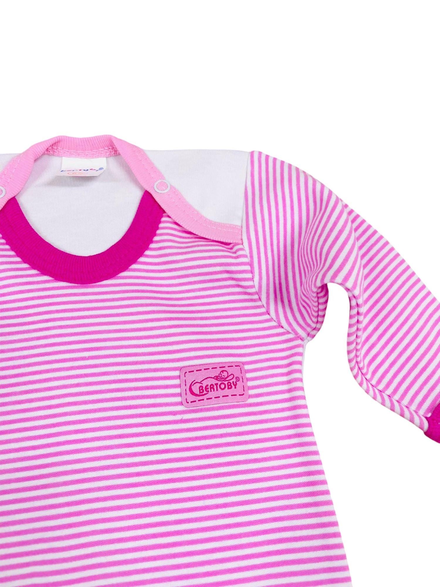 Çizgili Uzun Kol Kız Bebek Çıtçıtlı Body Zıbın