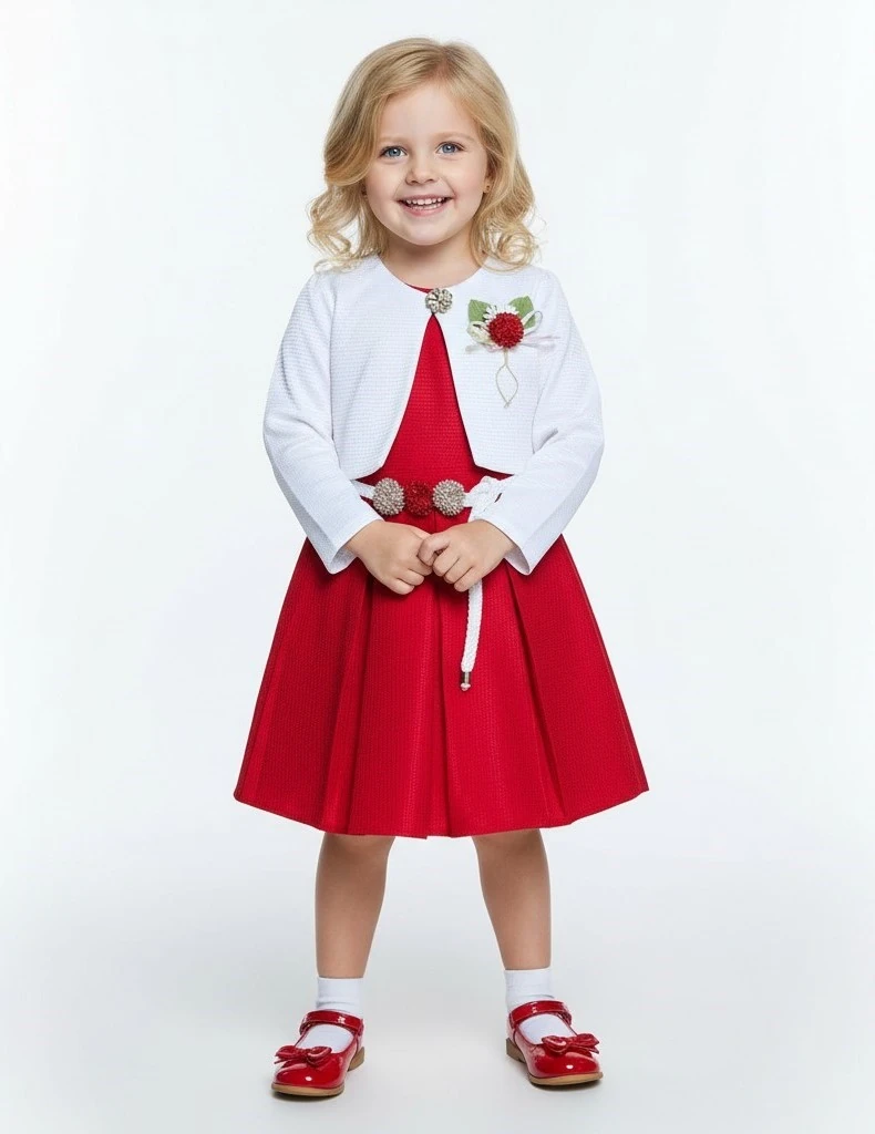 Bolero Hırkalı Kız Çocuk Elbise
