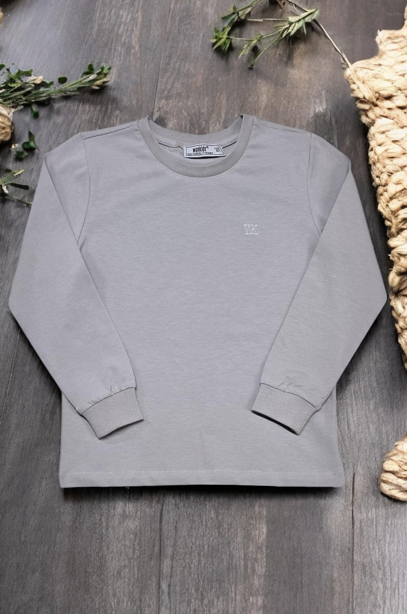 Unisex Çocuk Bisiklet Yaka Uzun Kollu Likralı Tişört Body