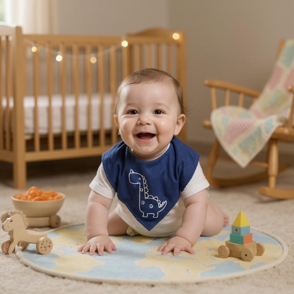 Erkek Bebek Fular Önlük - 3lü Set