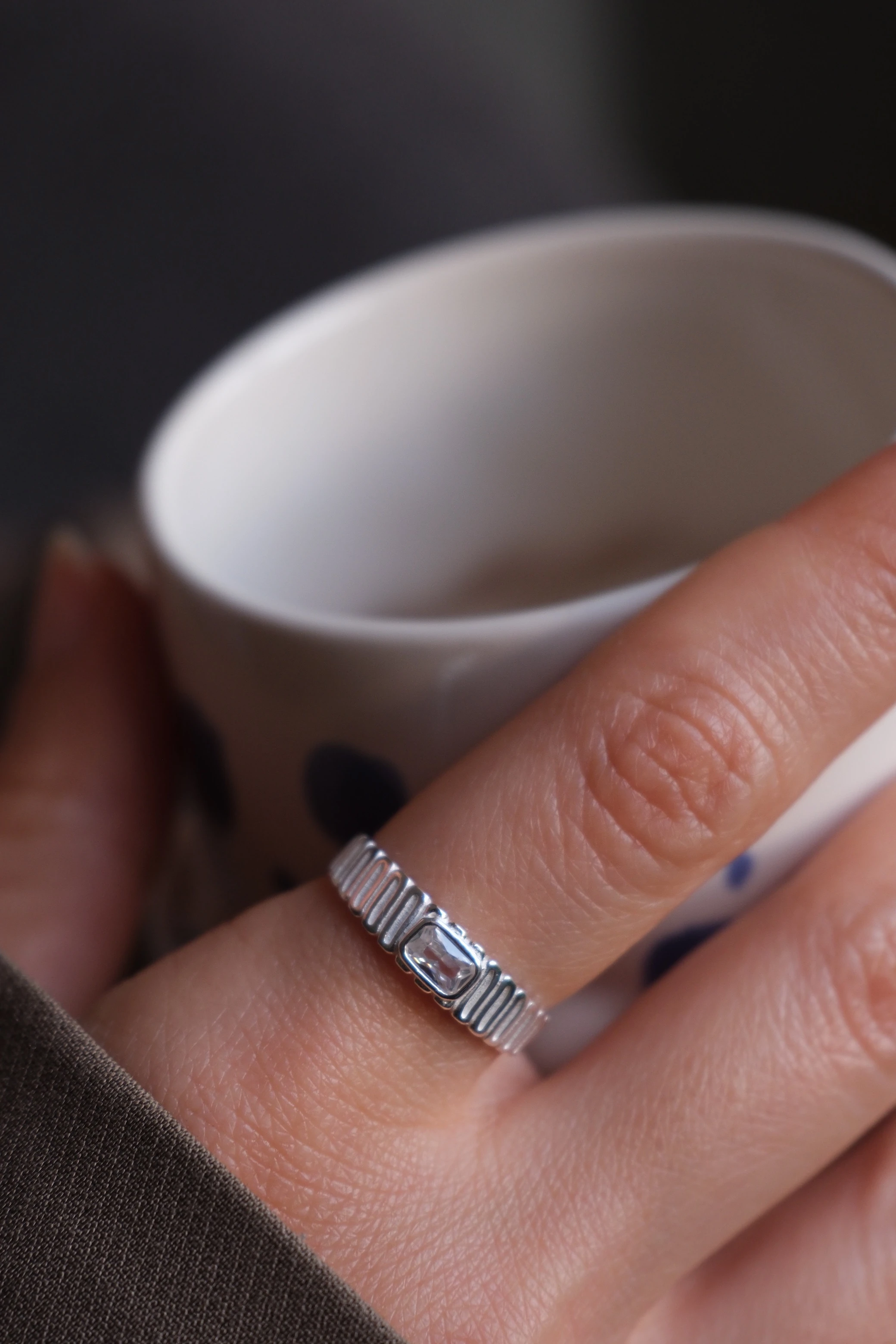 beyaz topaz ‘octa’ zirkon yüzük