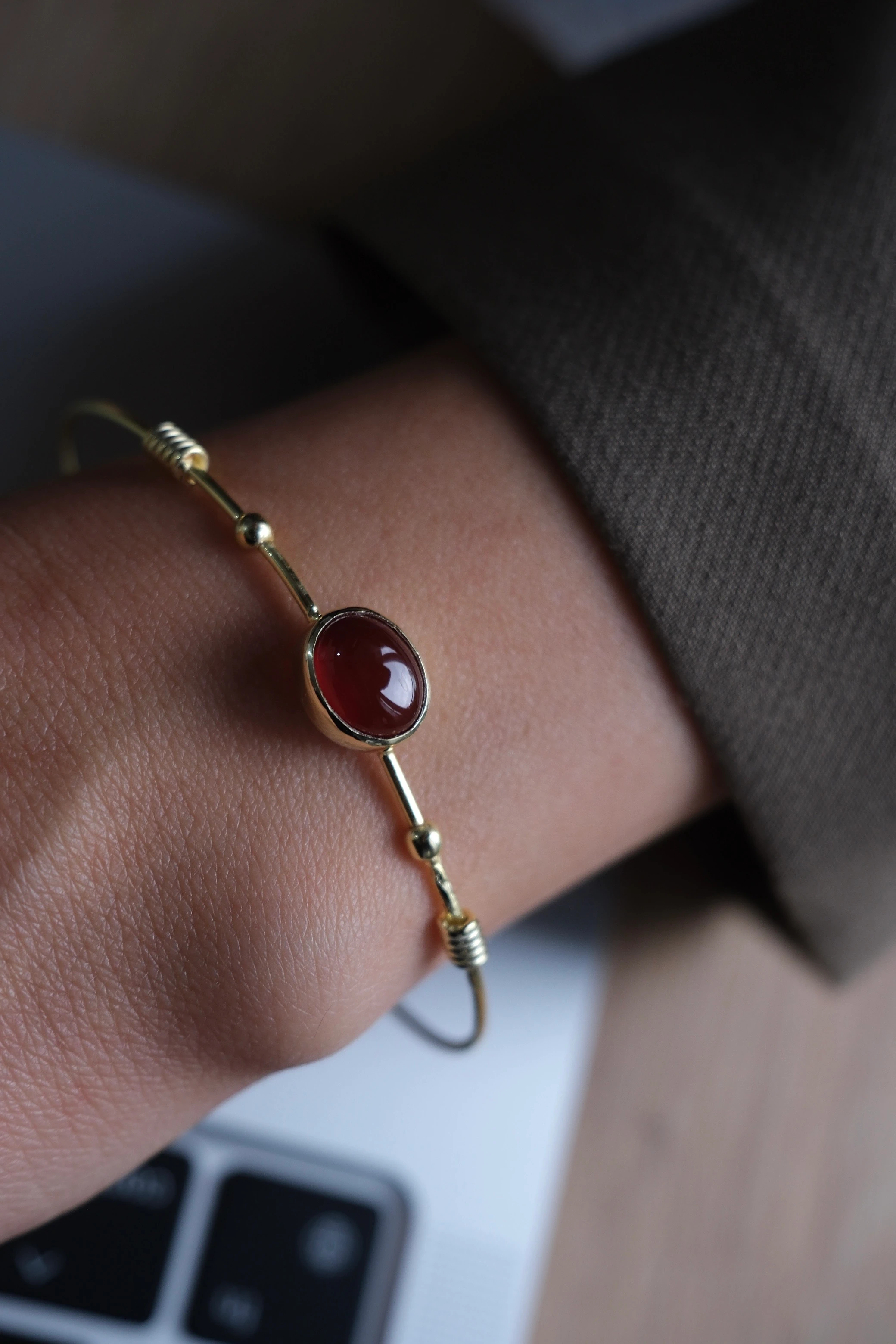 akik kelepçe bileklik (gold)