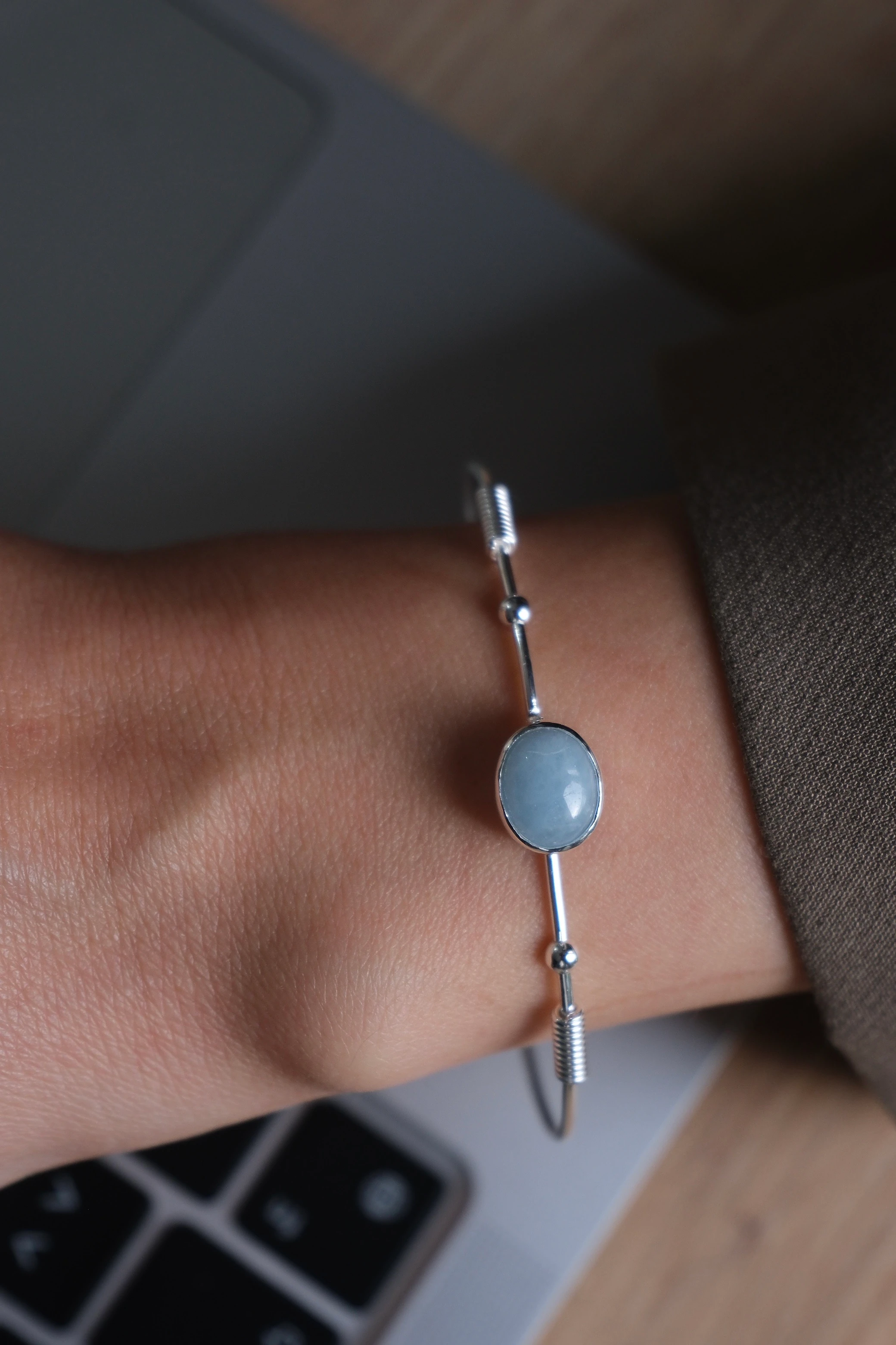 akuamarin kelepçe bileklik