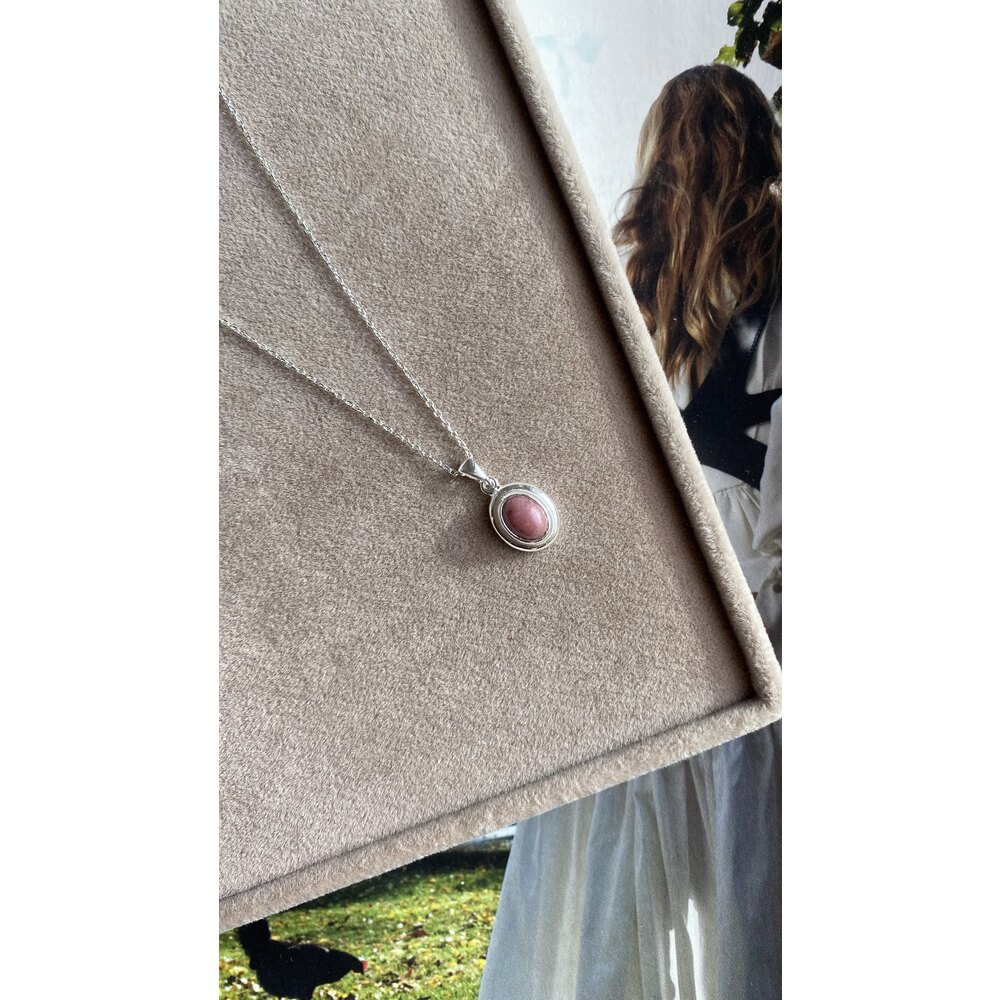 RODONİT 'OVAL PİECE' KOLYE SİLVER