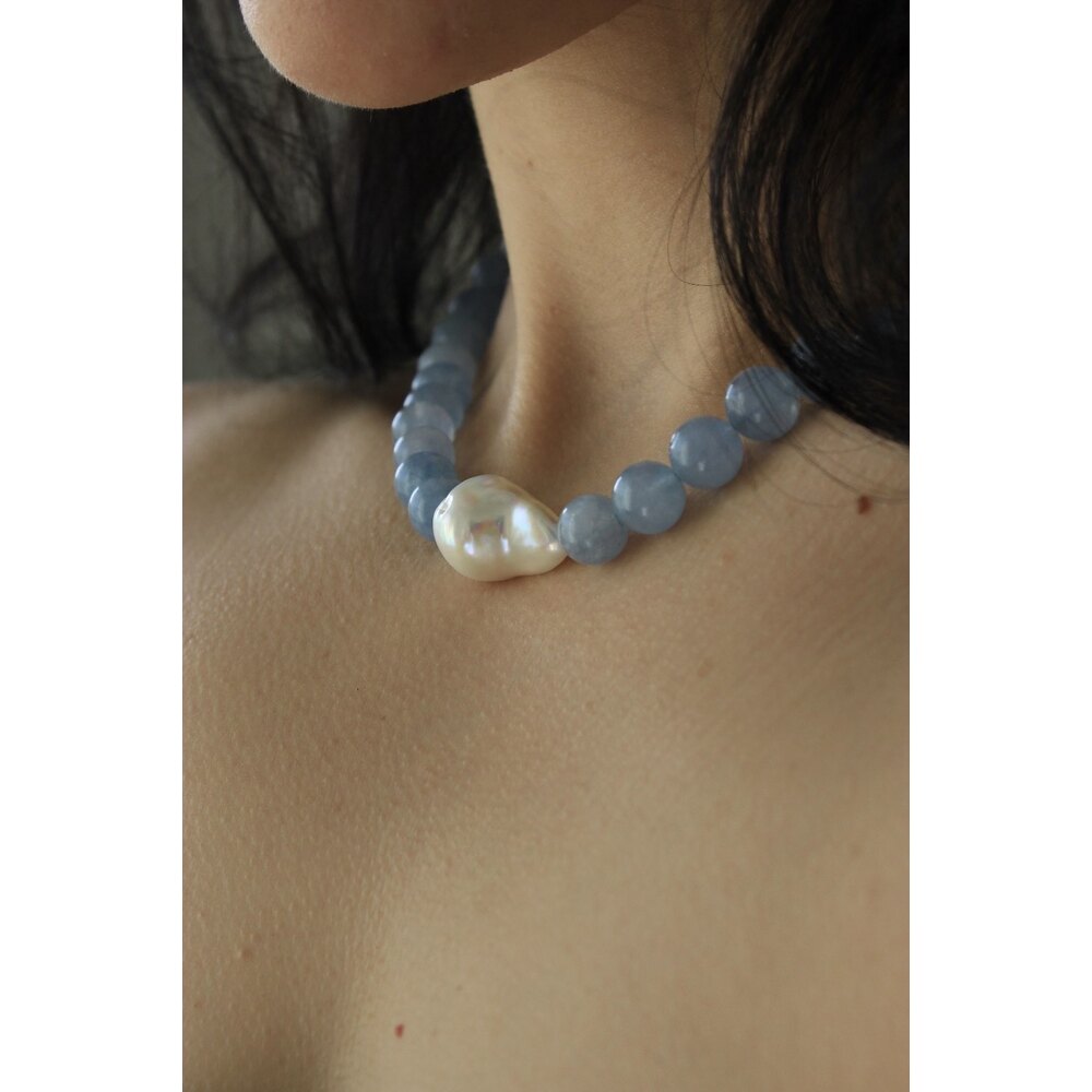 Aquamarine Symphony with Pearls
