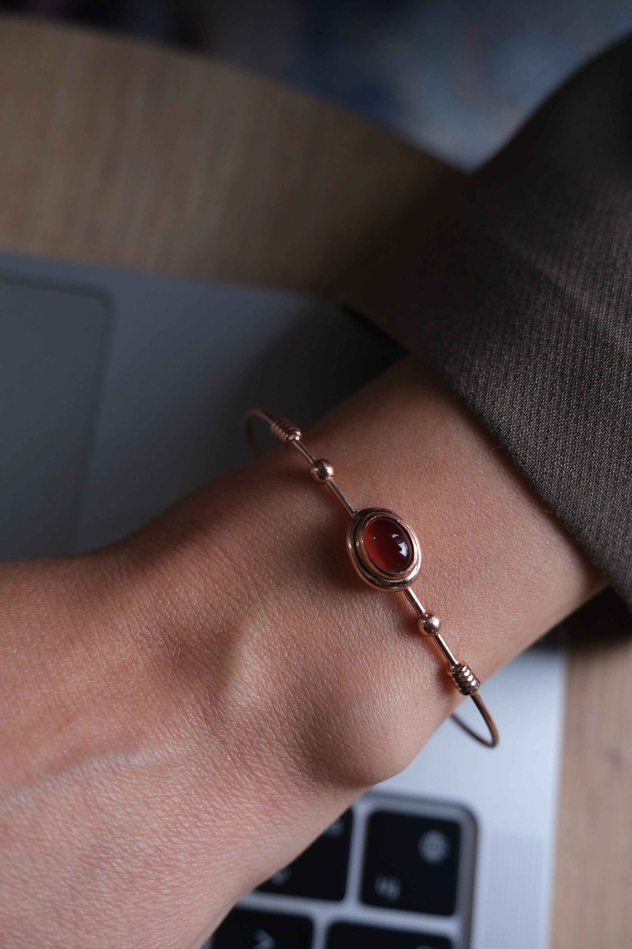 akik kelepçe bileklik (rosegold)