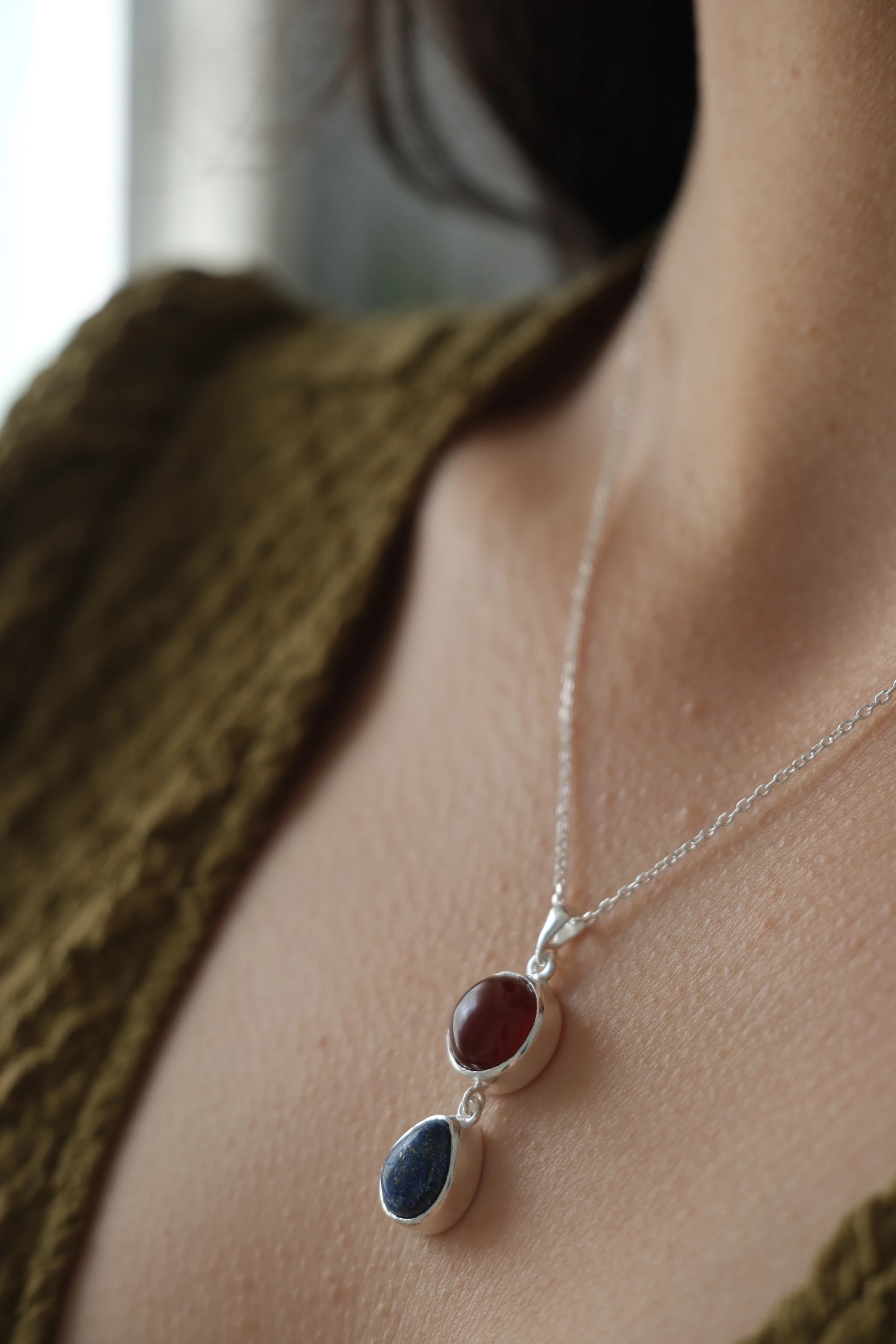 akik & lapis lazuli ‘dualis’ kolye