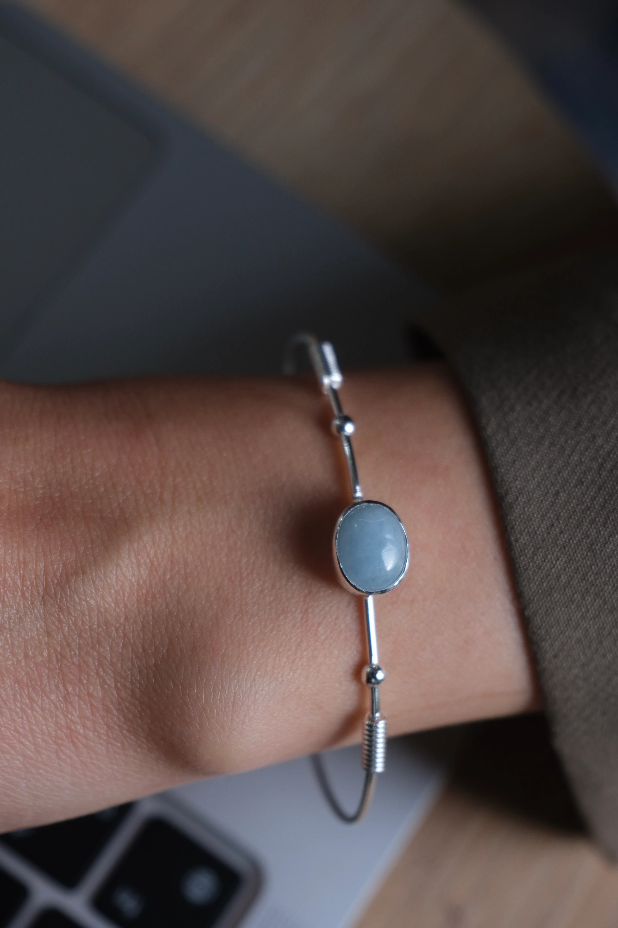 akuamarin kelepçe bileklik