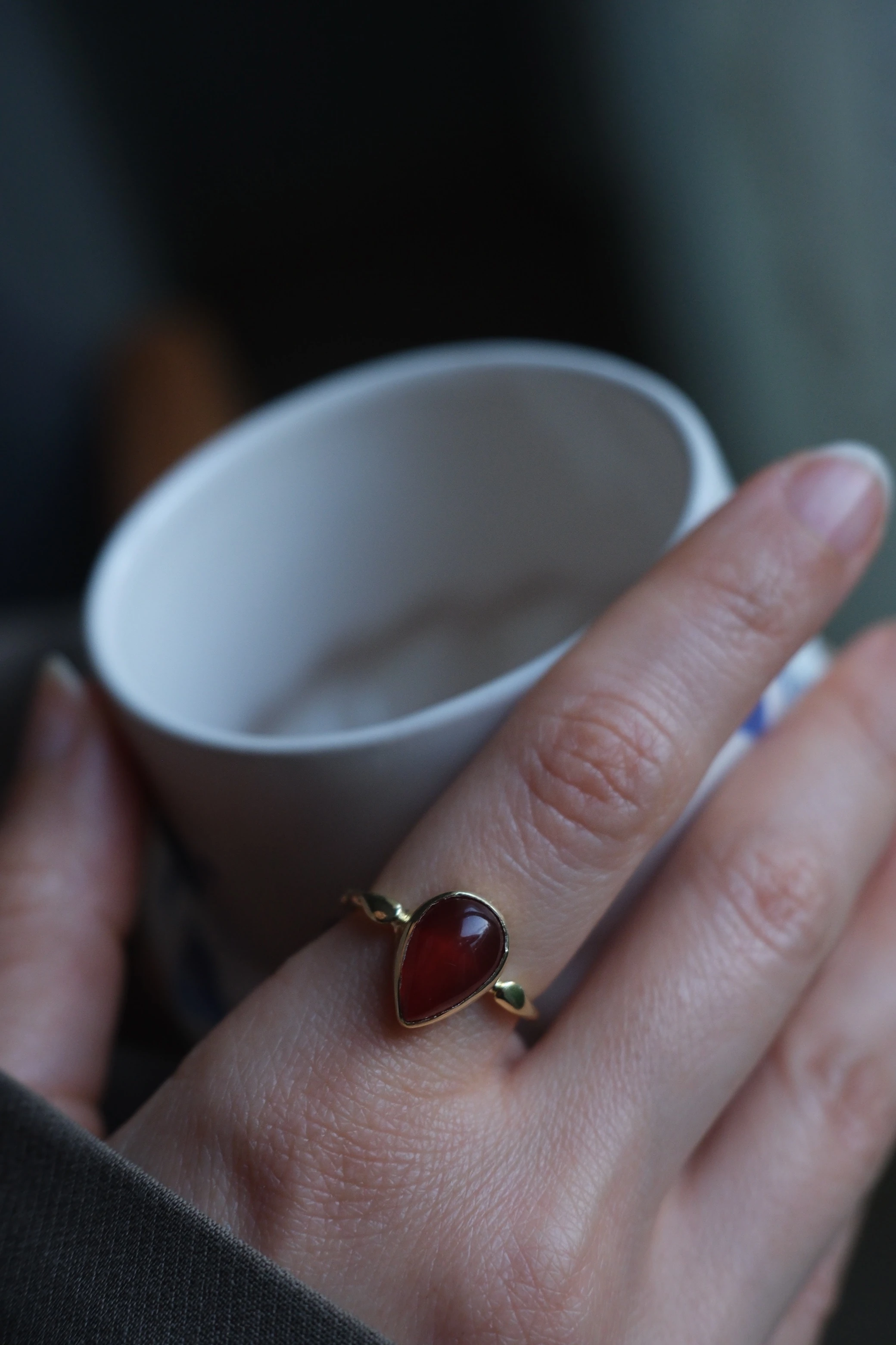 akik damla yüzük (gold)