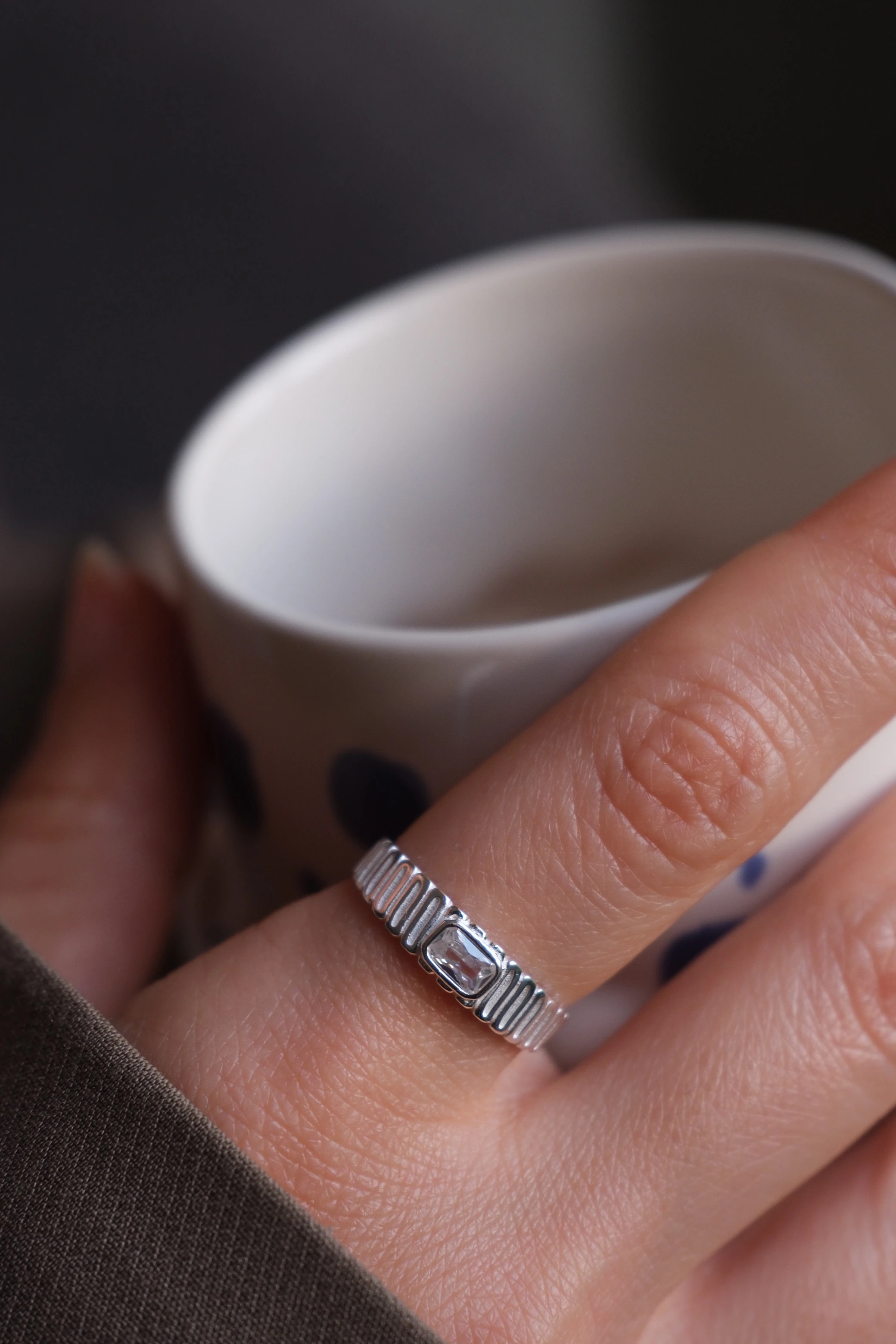 beyaz topaz ‘octa’ zirkon yüzük