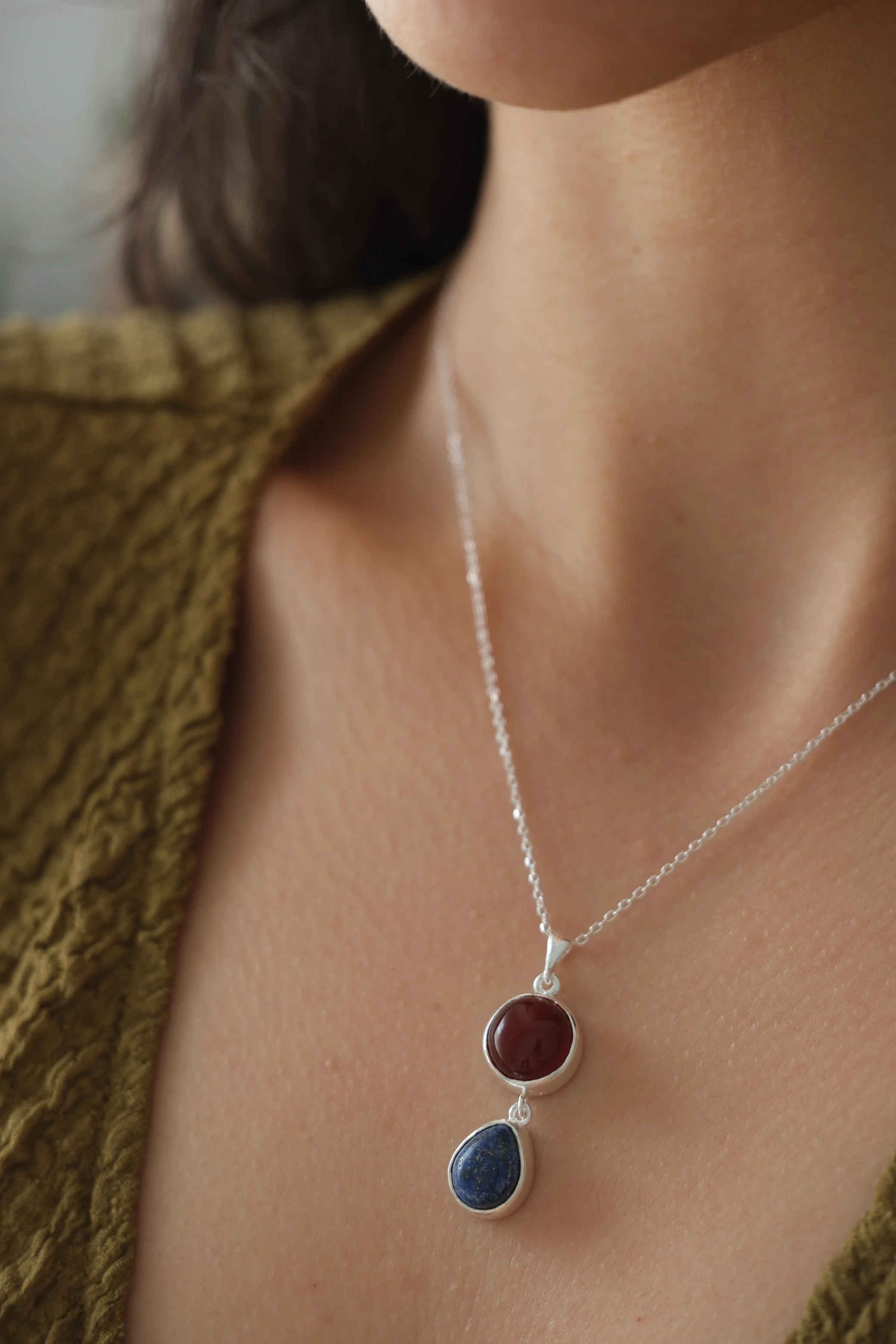 akik & lapis lazuli ‘dualis’ kolye