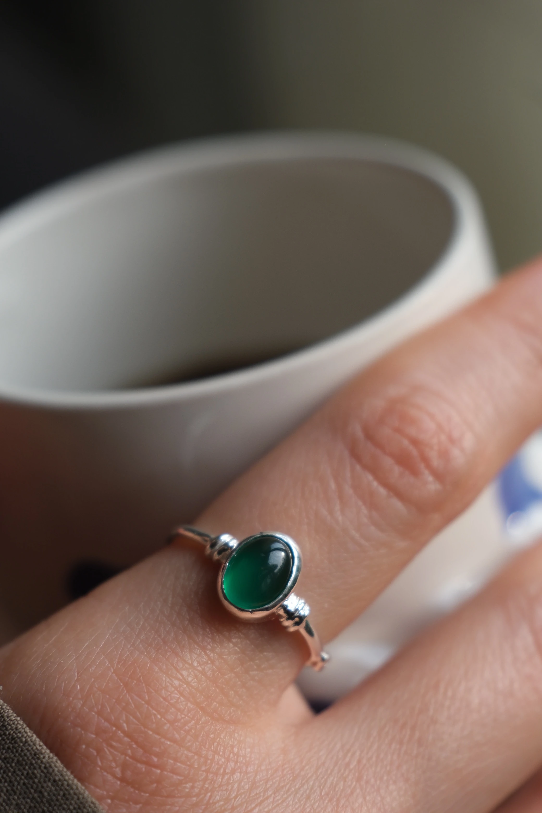 yeşil akik ‘dear’ yüzük