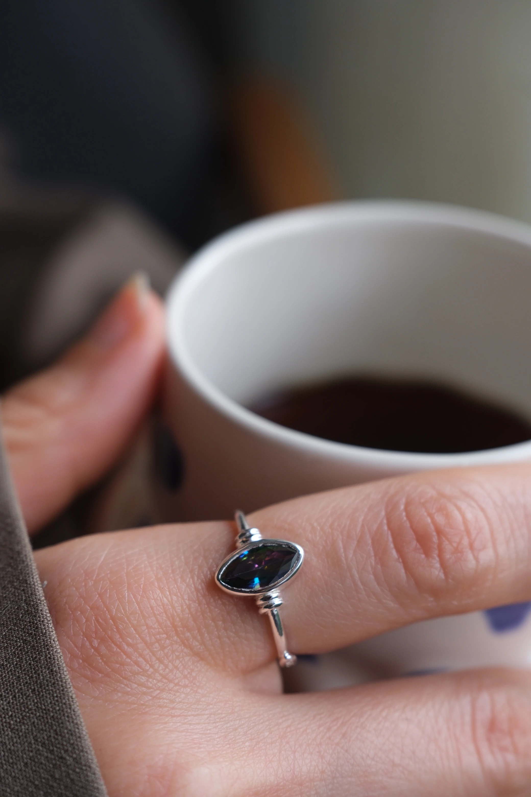 mistik topaz ‘markiz’ yüzük