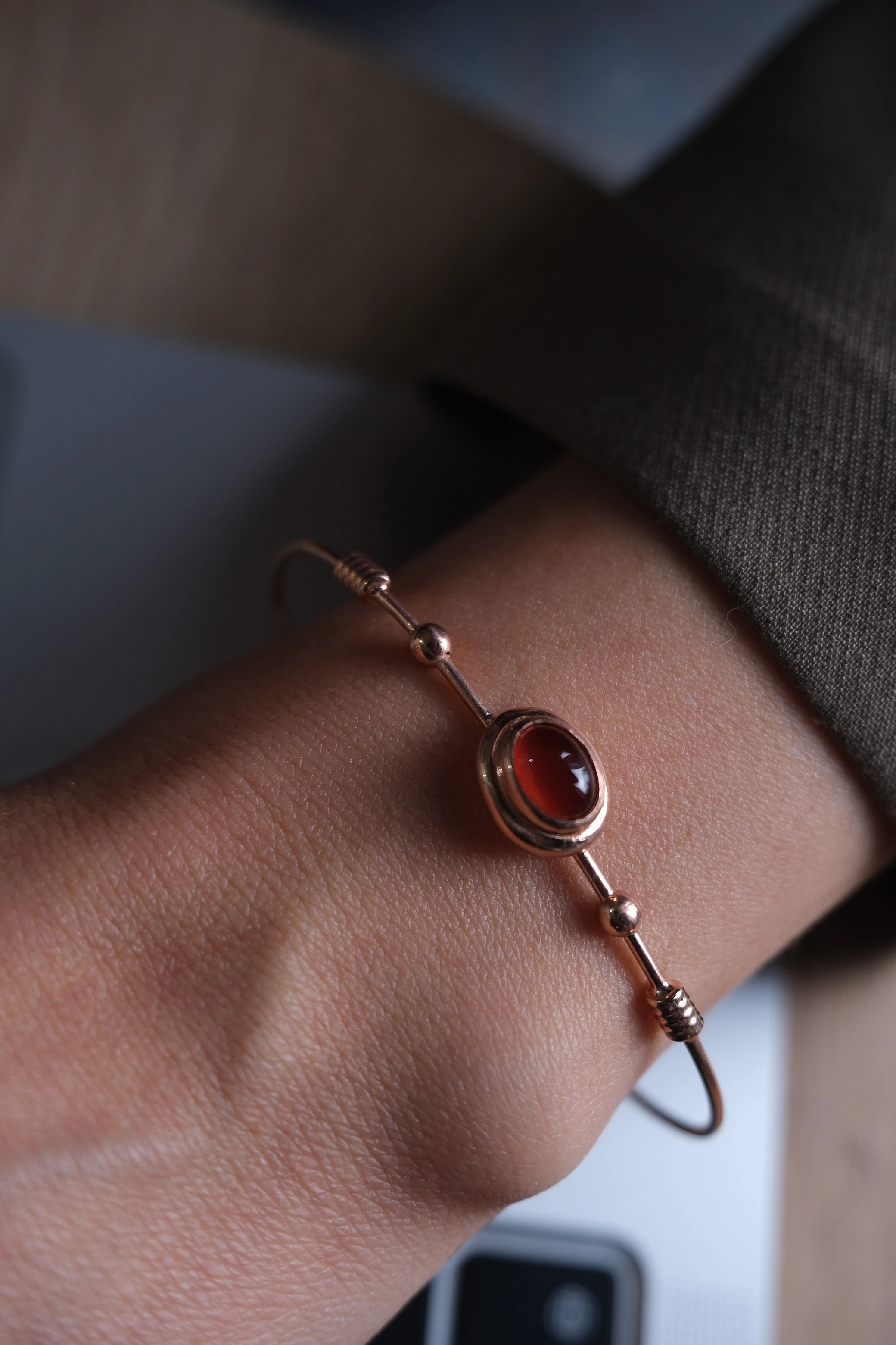 akik kelepçe bileklik (rosegold)