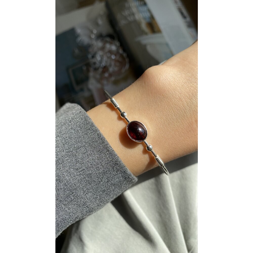 LAL GARNET KELEPÇE BİLEKLİK SİLVER